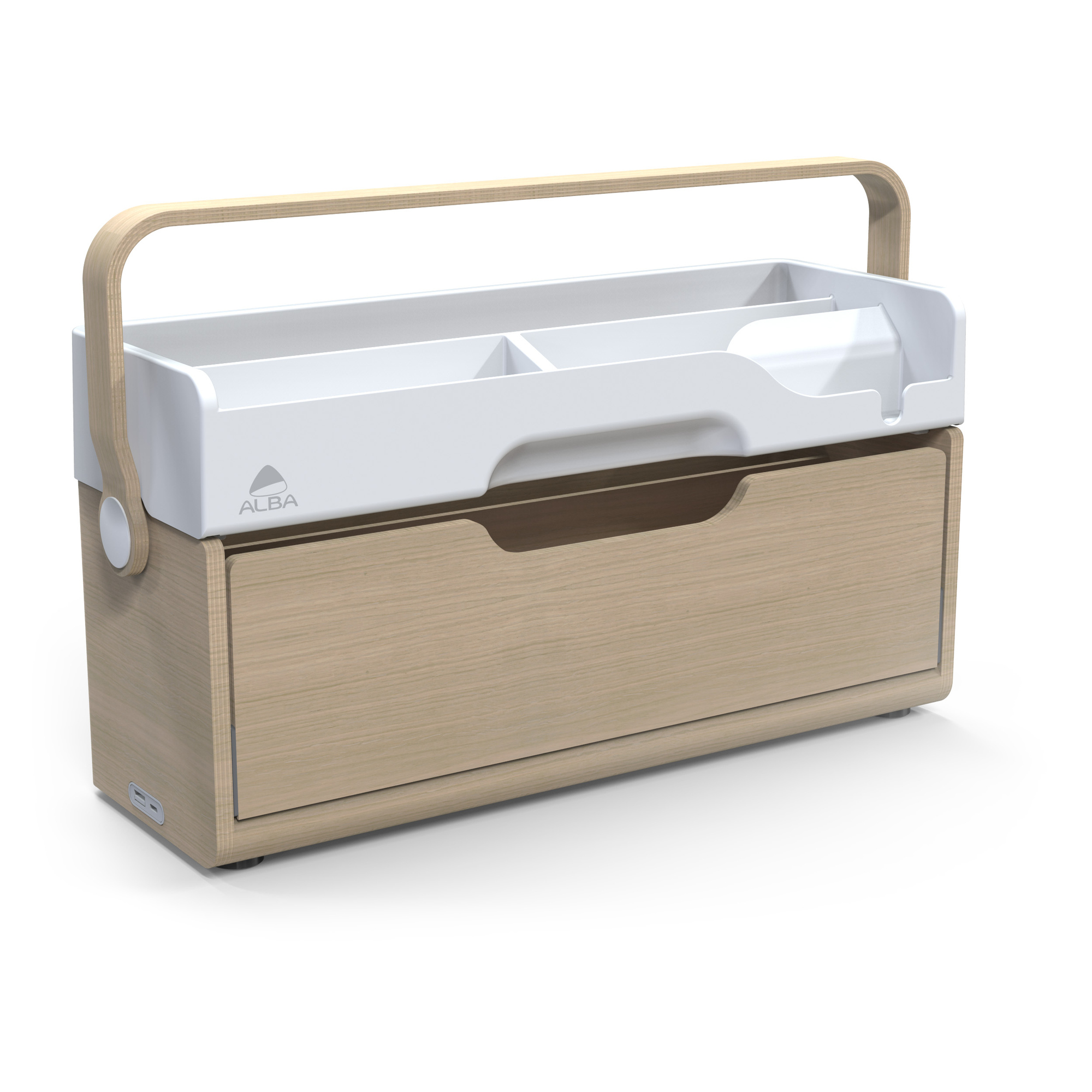 ALBA Organisationsbox Ergobox 42,5 x 23 x 15 cm (B x H x T) Birkenholz/PET, 100 % recycelt braun/weiß/grau