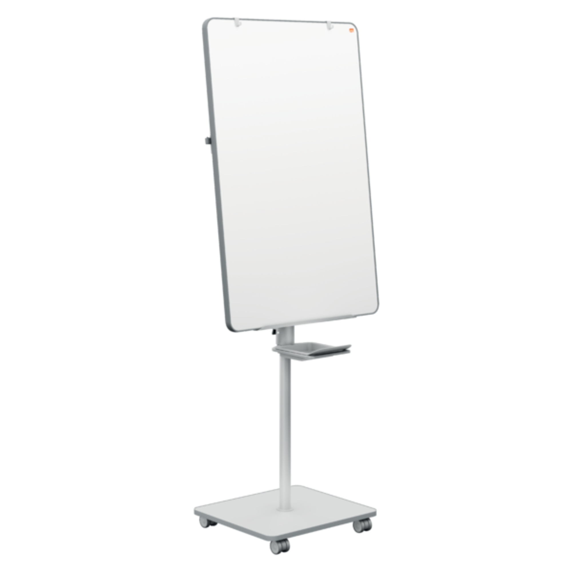 Nobo® Mobiles Flipchart Move & Meet mit Ablageschale Rechteckfuß mit 4 Rollen Stahl grau