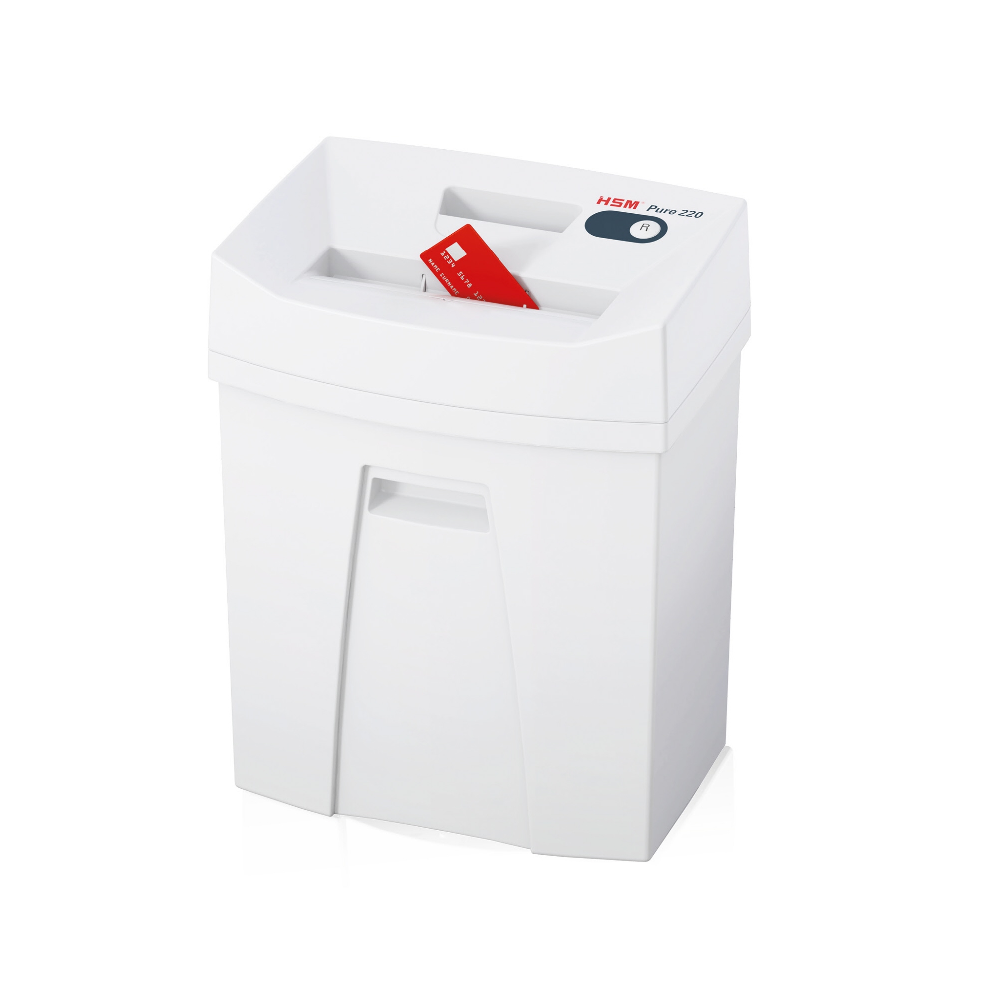 HSM® Aktenvernichter Pure 220 P-2 Papier, Heftklammern, Büroklammern, Kreditkarten Streifenschnitt 14 Bl. weiß