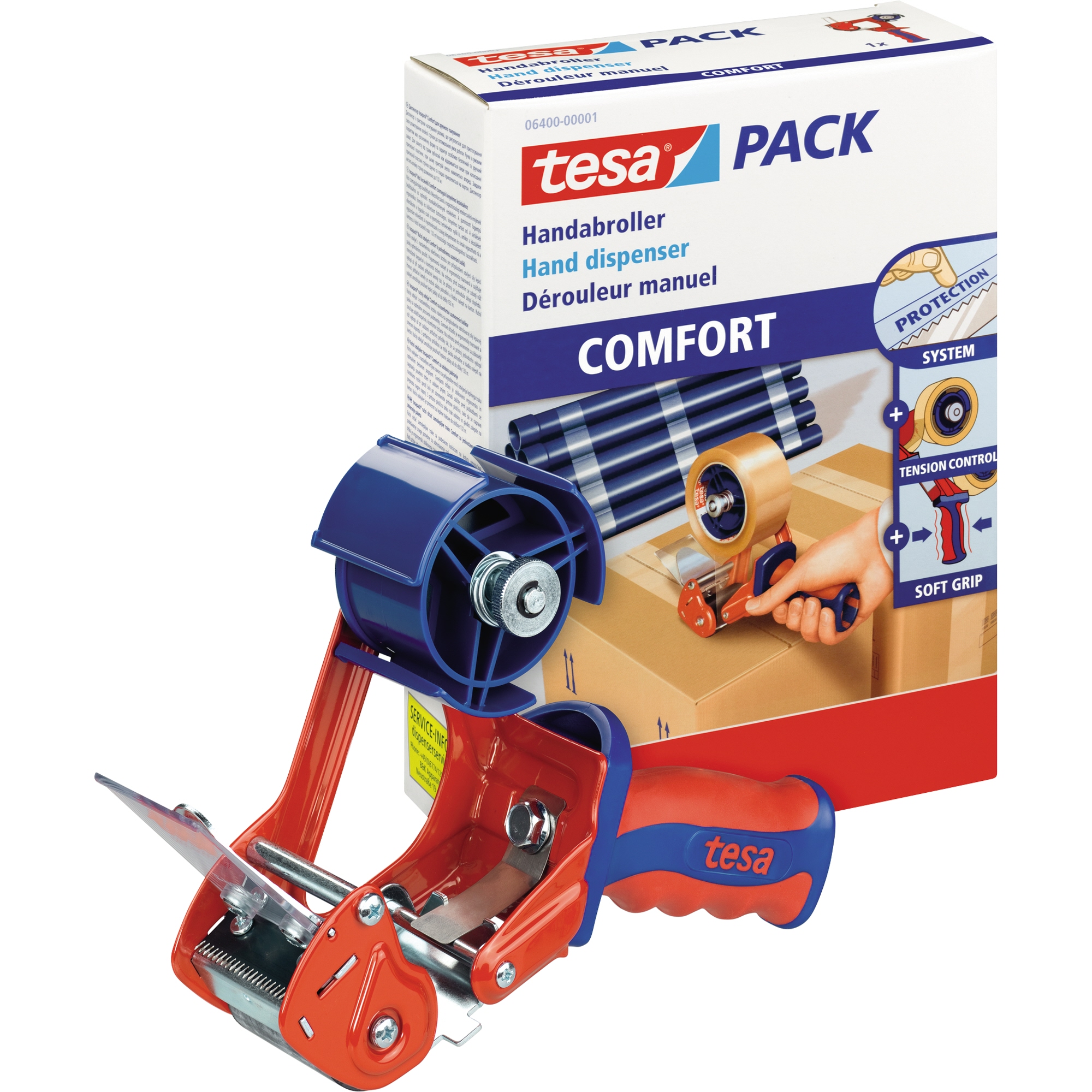 tesa® Packbandabroller Comfort tesa® Verpackungsklebebänder Metall rot/blau