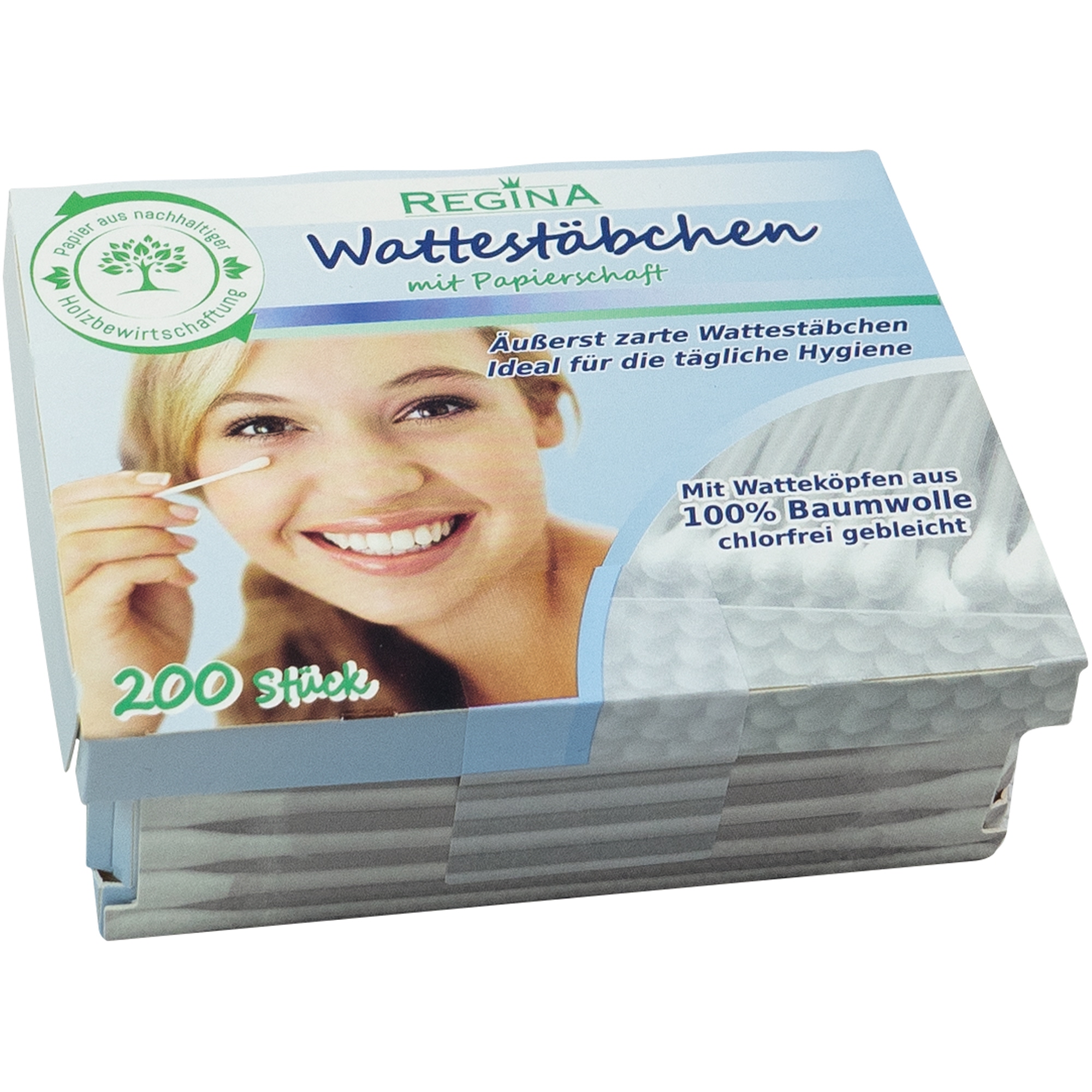 Regina Wattestäbchen nicht Steril 100 % Baumwolle/Papier 200 St./Pack.