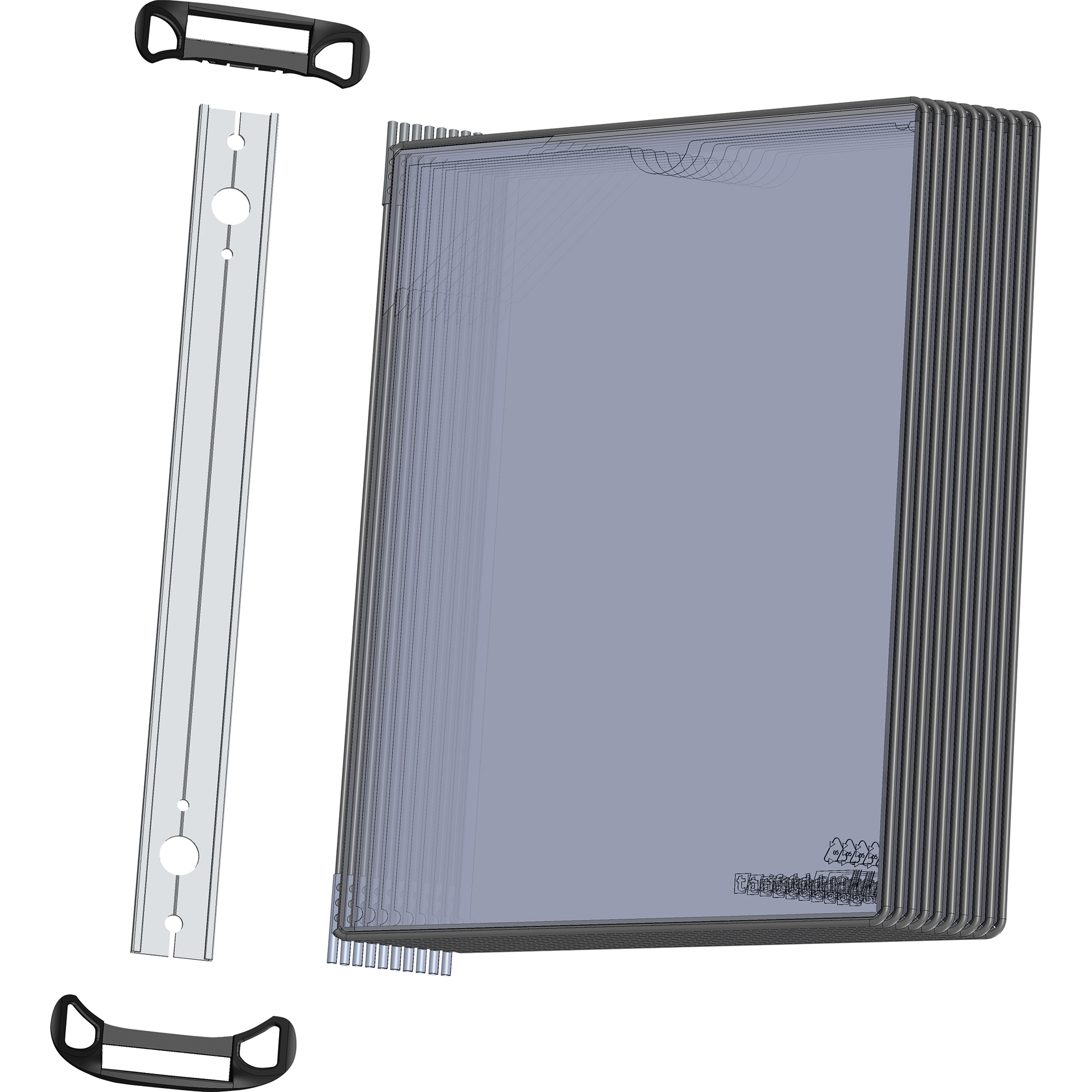 DJOIS Sichttafelwandhalter PRO DIN A4 Aluminium/Polypropylen schwarz 10 Sichttafeln