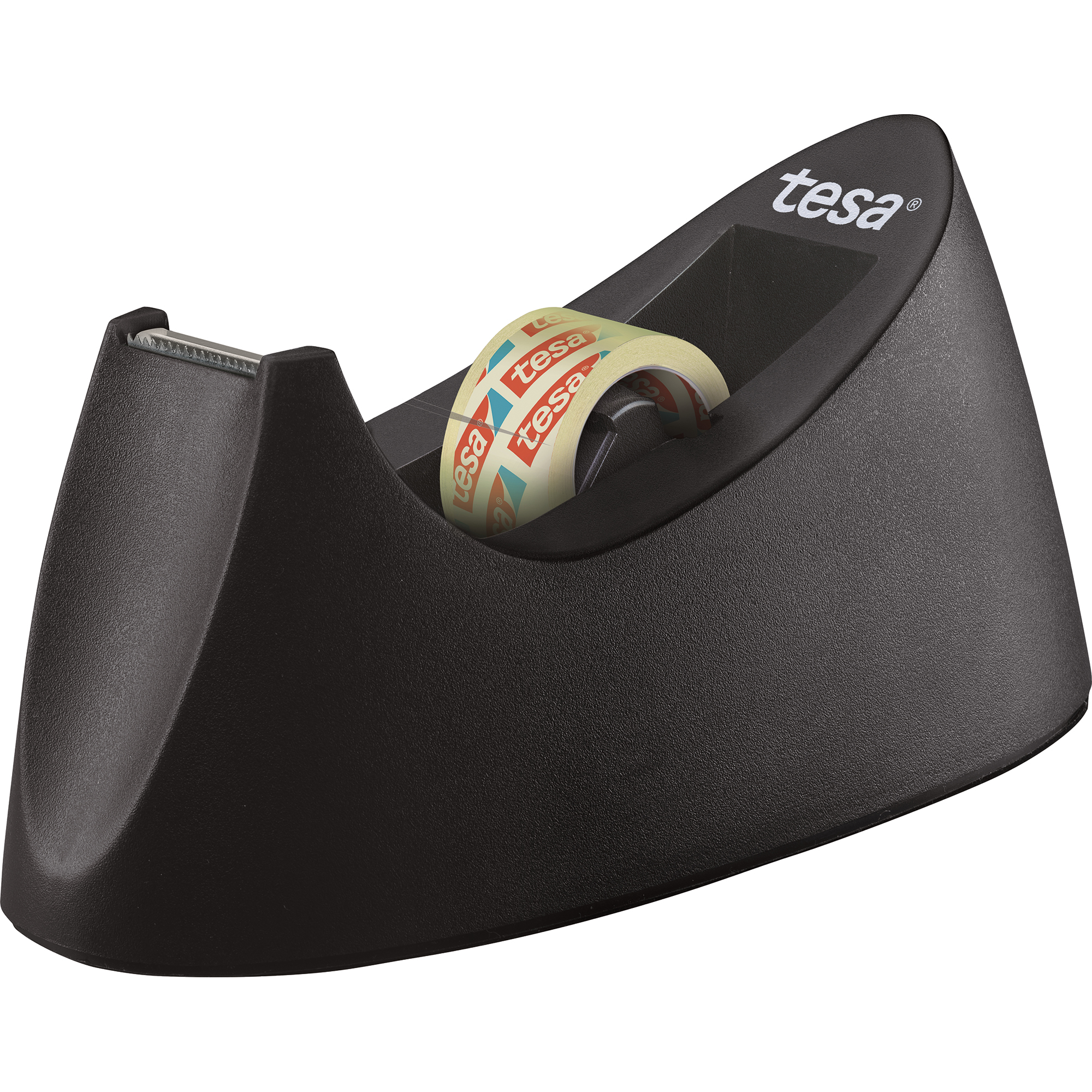 tesa® Tischabroller Easy Cut® Curve 19 mm x 33 m (B x L) inkl. tesafilm® transparent 19 mm x 10 m (B x L) ohne Lösungsmittel schwarz