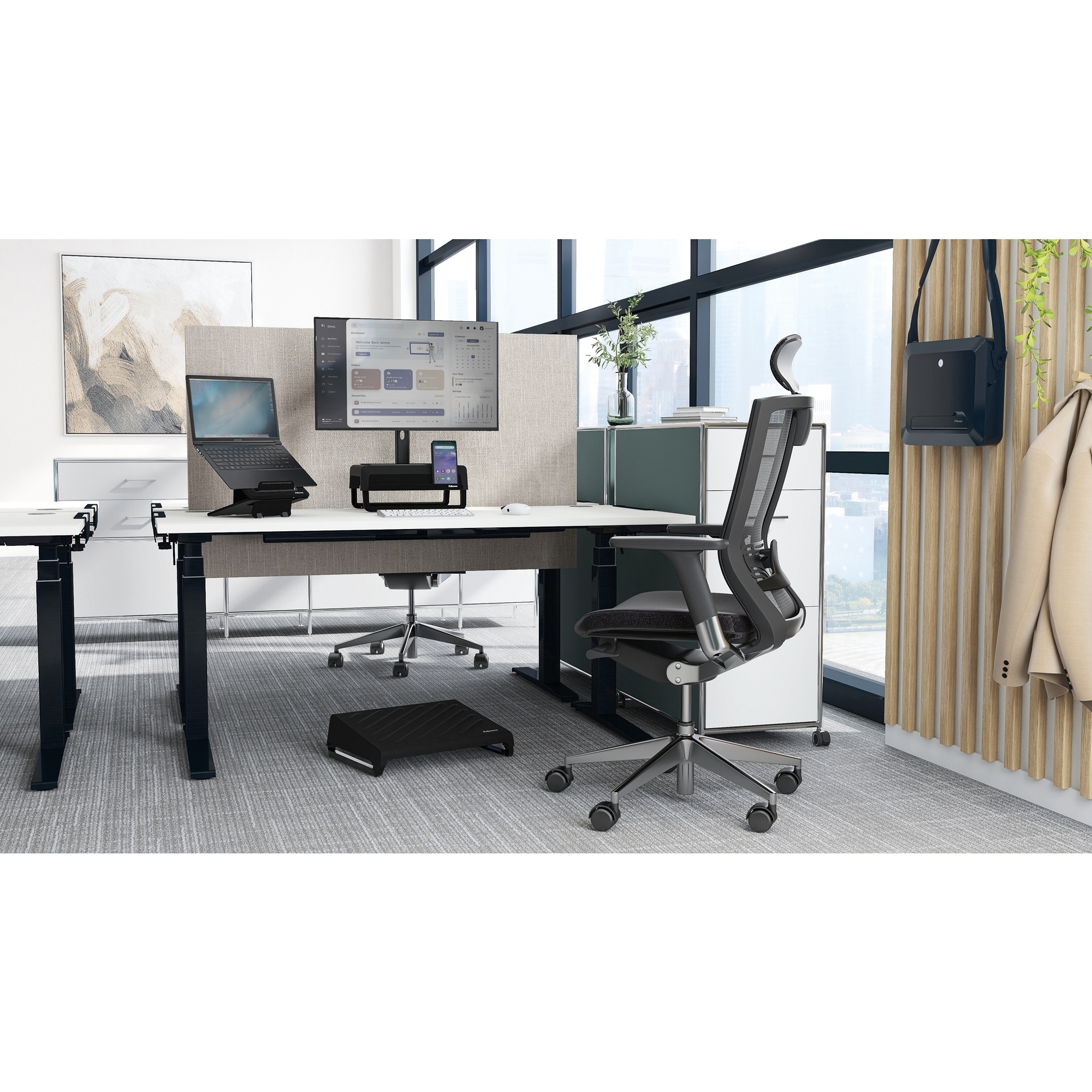 Fellowes® Monitorständer Breyta™ 35,4 x 8,2 x 30,4 cm (B x H x T) 15kg höhenverstellbar Kunststoff schwarz