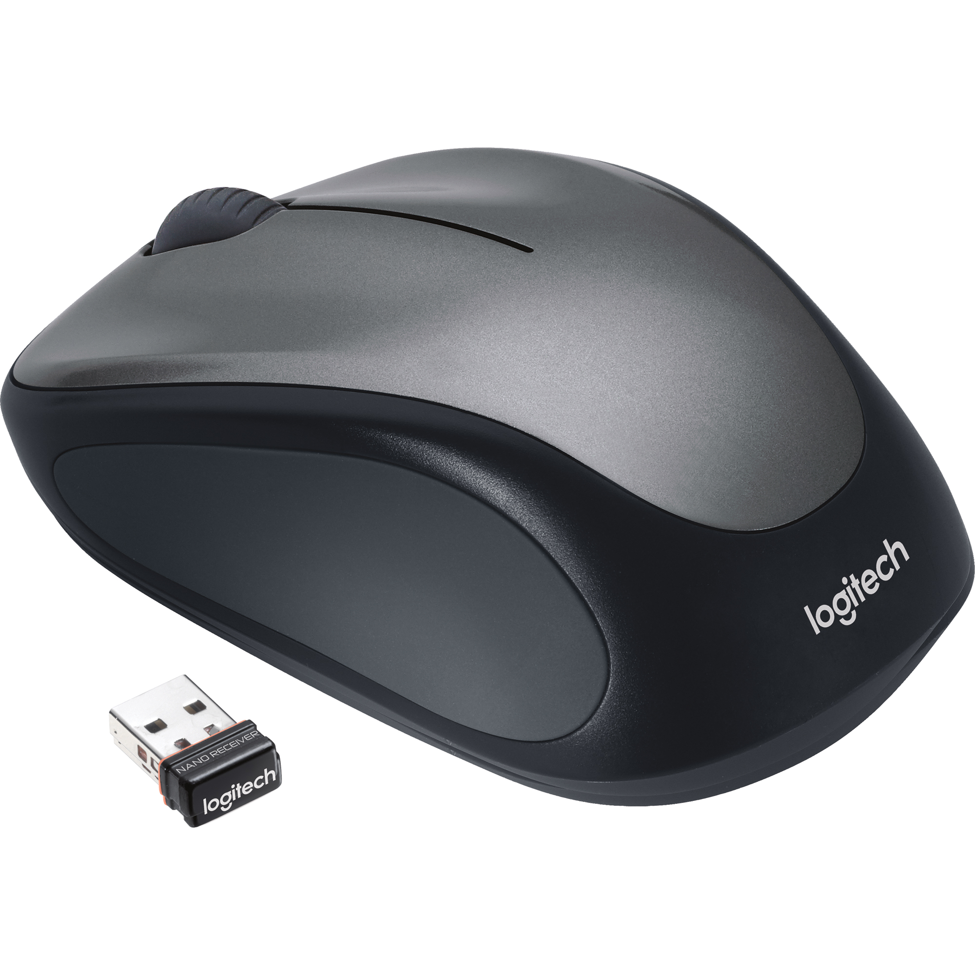 Logitech Optische PC Maus M235 Links- und Rechtshänder nicht ergonomisch USB-A 25m Batterie inkl. Unifying-Empfänger grau