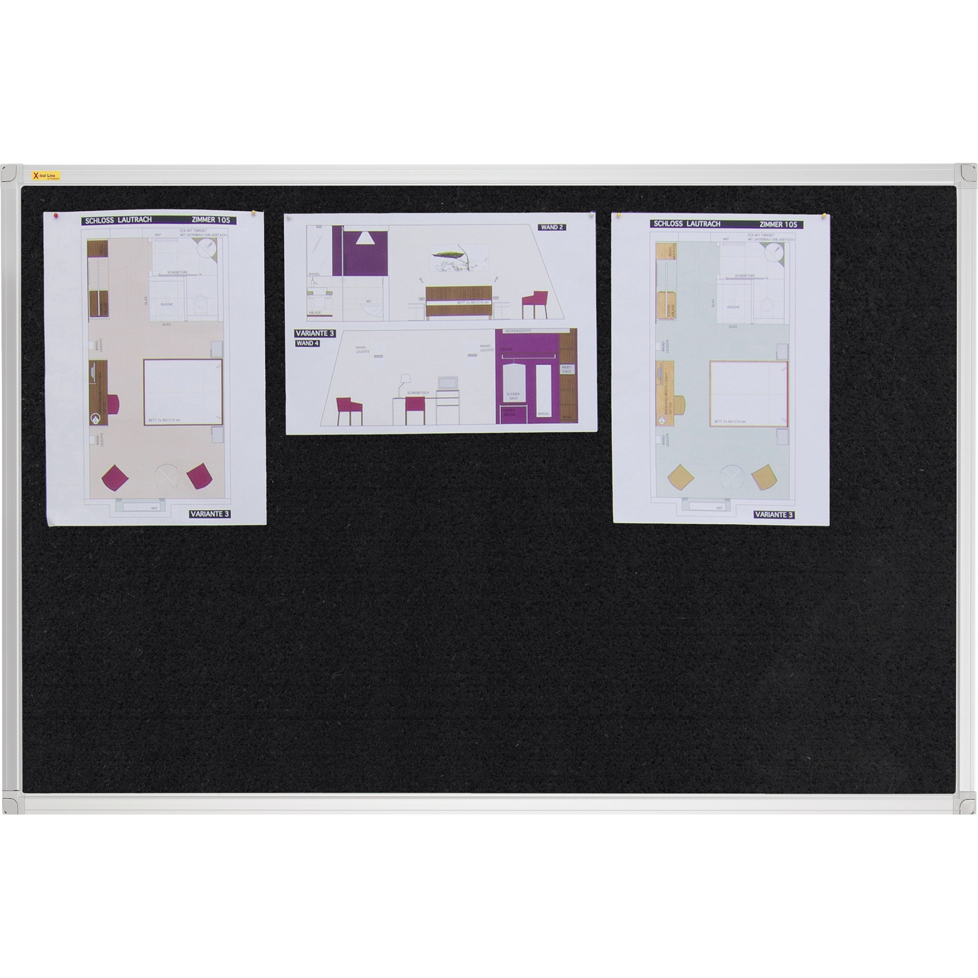 FRANKEN Pinnwand X-tra 120 x 90 cm (B x H) Filz Material des Rahmens: Aluminium, eloxiert/Kunststoff schwarz