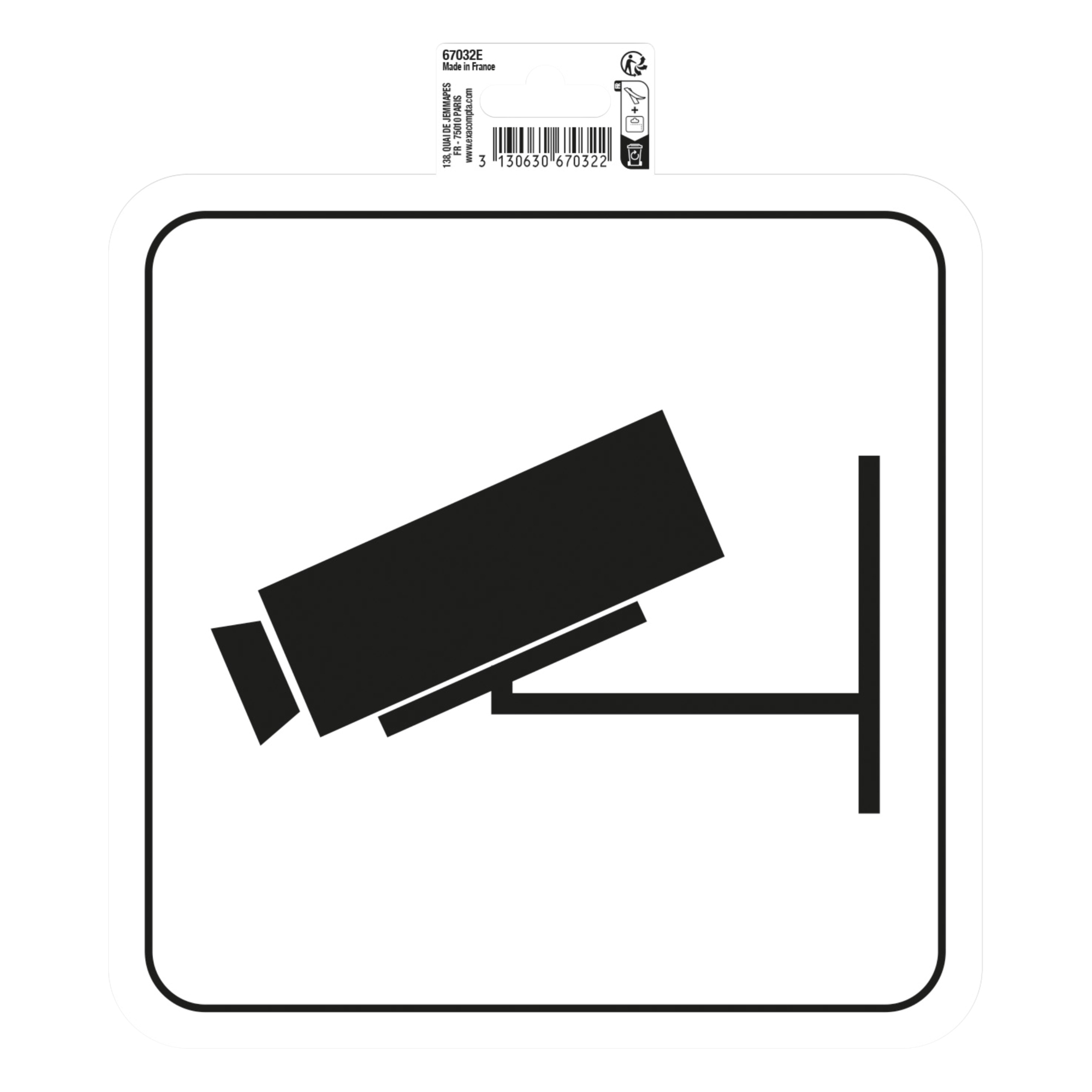 Exacompta Hinweisschild 20 x 20 cm (B x H) Videoüberwachung PVC