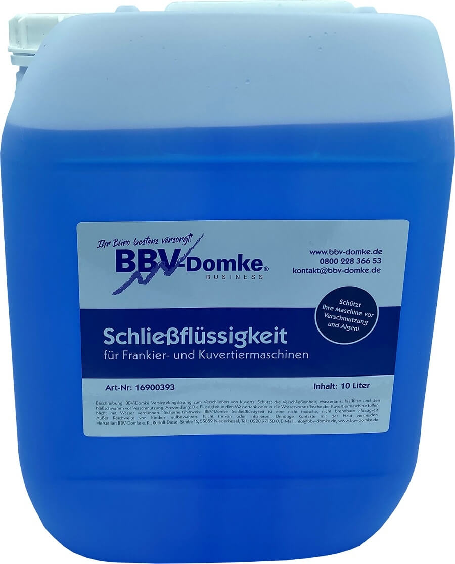 BBV-Domke Schließflüssigkeit für effizientes Kuvertieren, 10 Liter