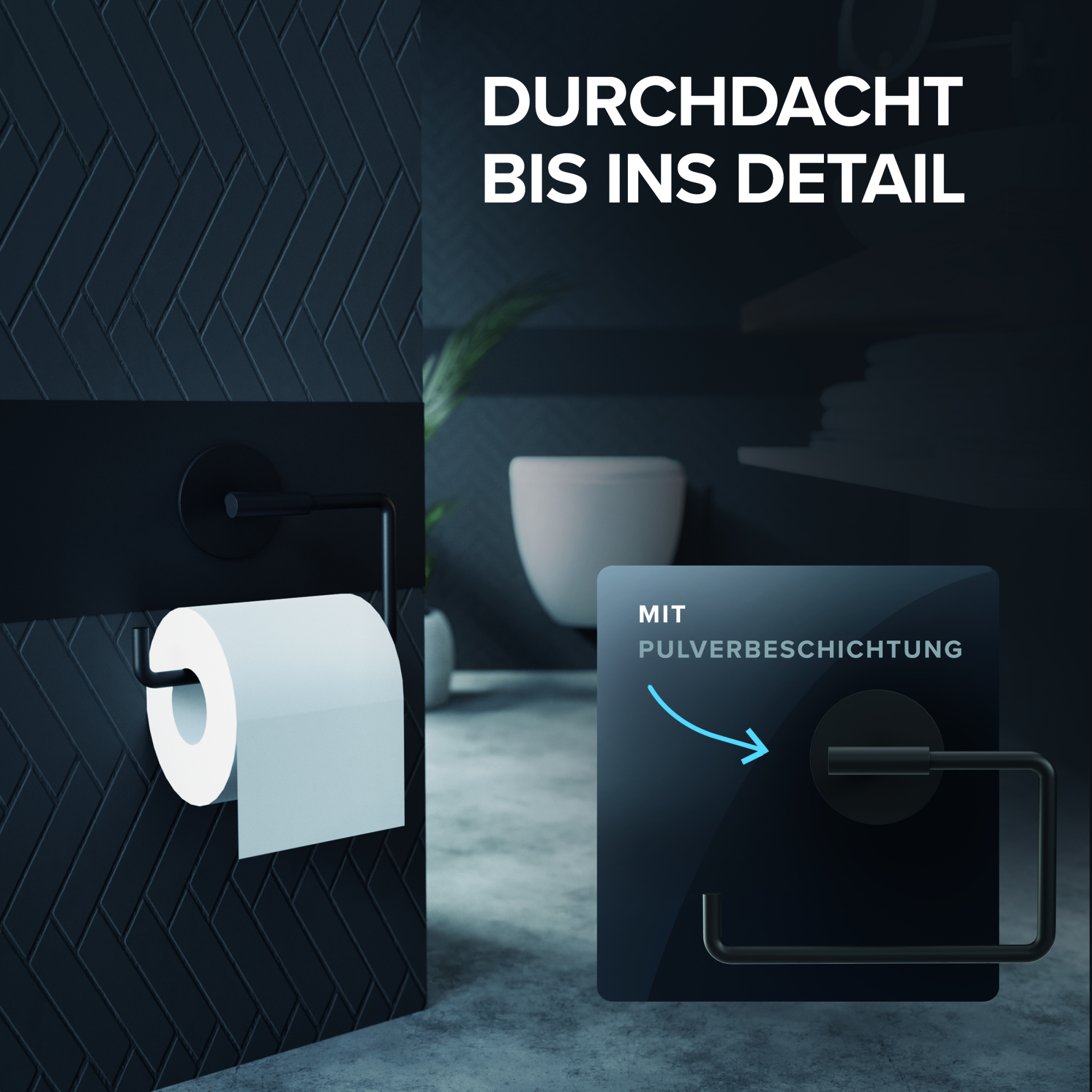 ovimar WC-Rollenhalter Tromoy 5,5 x 2,5 x 15 cm (B x H x T) 1 Rolle Edelstahl schwarz