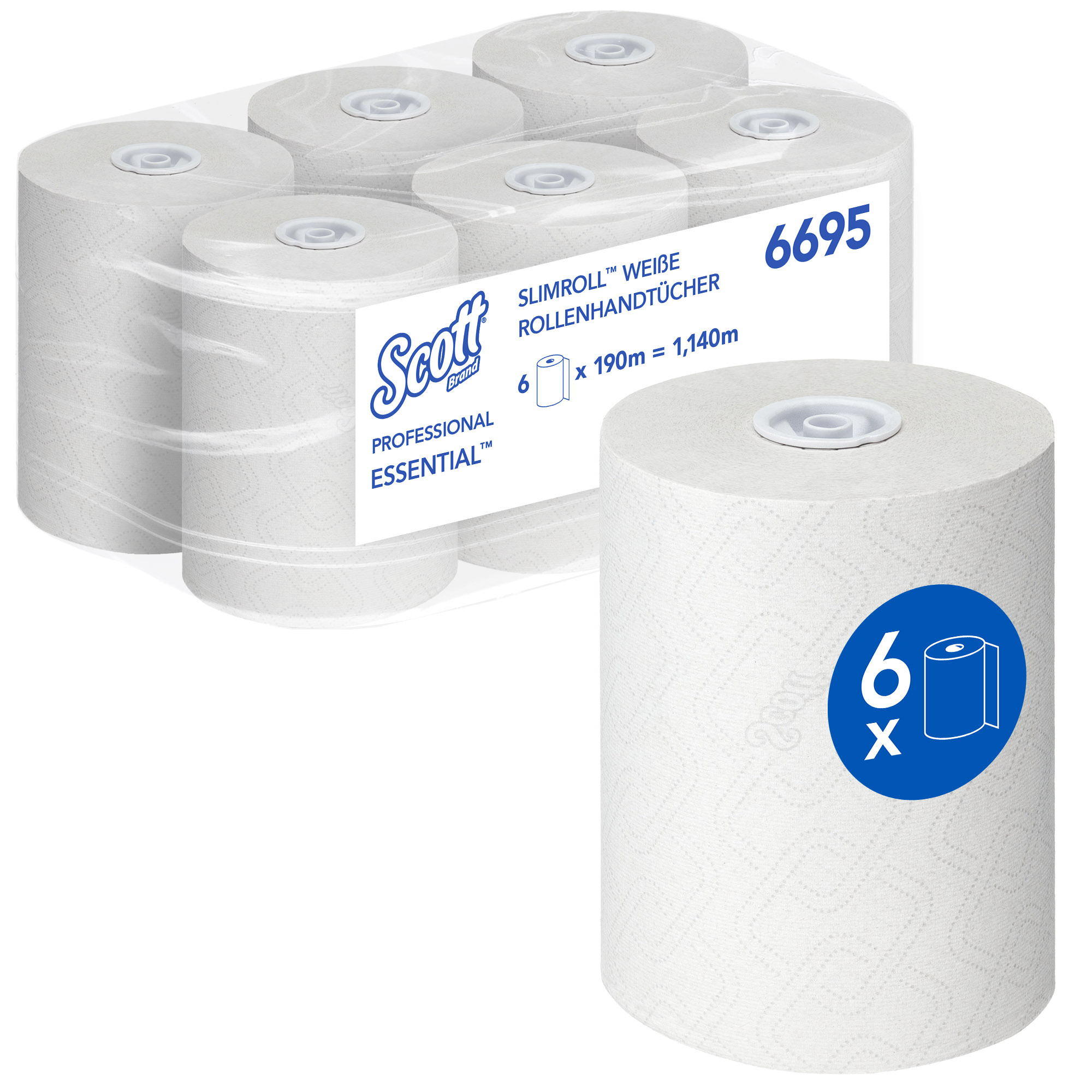 Scott® Handtuchrolle Essential™ 19,8 cm x 190 m (B x L) Airflex™ weiß 6 Rl./Pack.