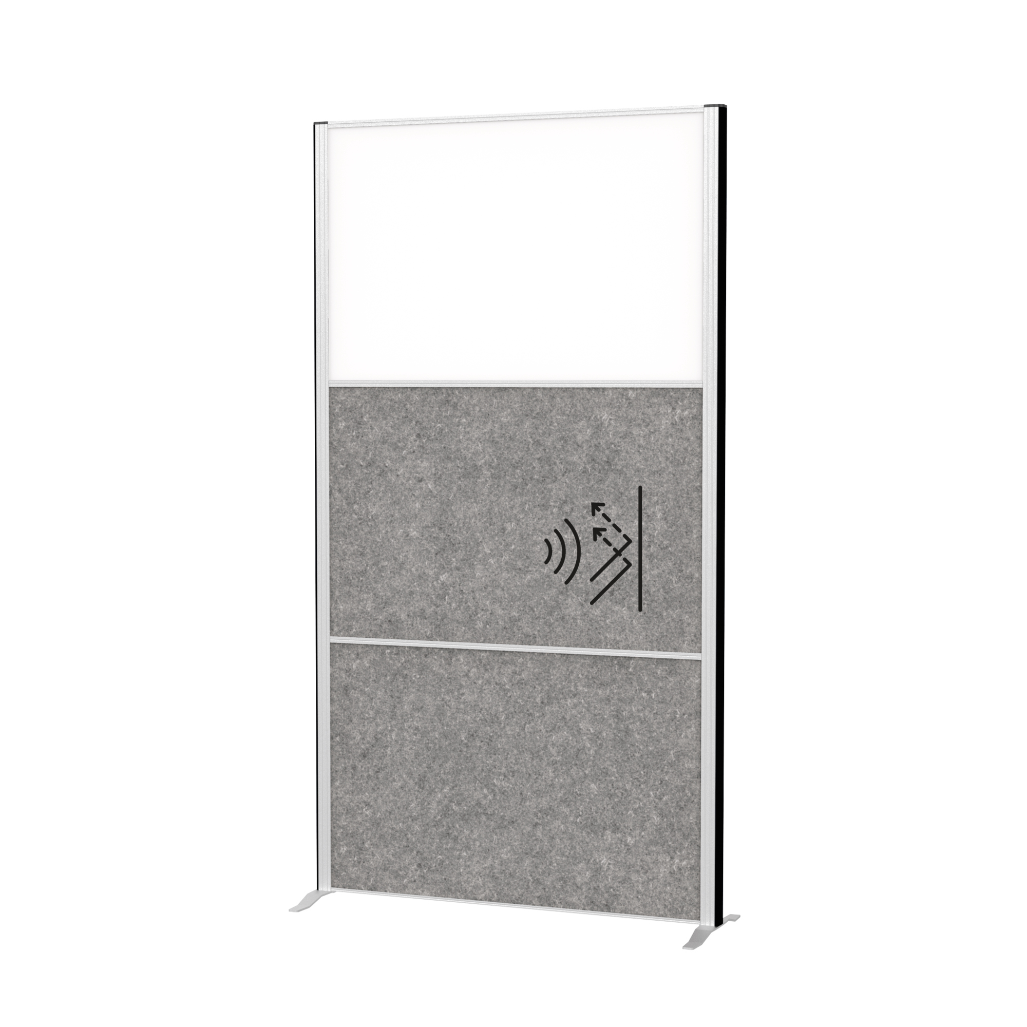 MAUL Stellwand MAULconnecto 100 x 182 cm (B x H) Zweibeinstativ Stahl, 100 % PES-Fasern, 20 % recycelt weiß, dunkelgrau