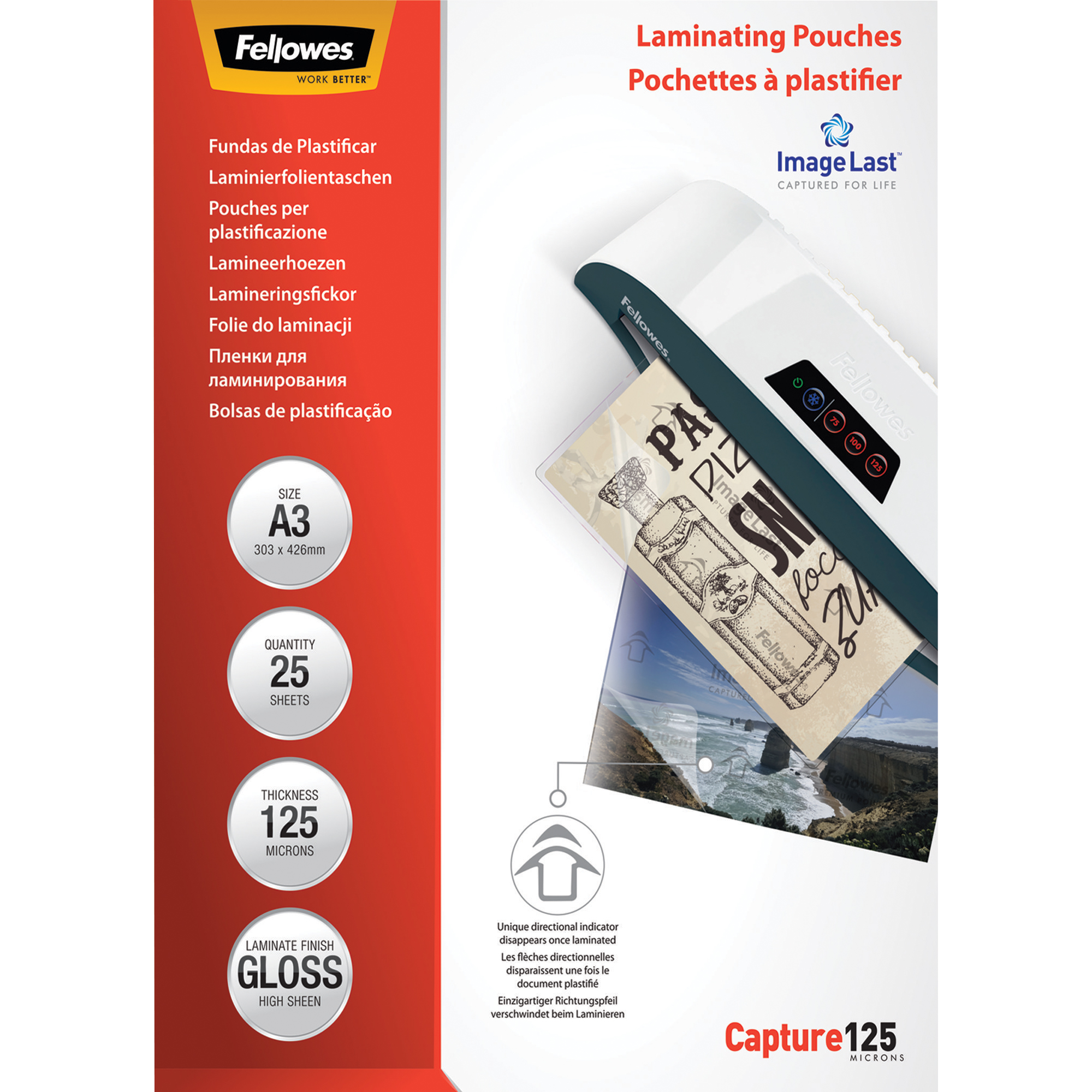 Fellowes® Laminierfolie ImageLast™ Capture 125 310 x 436 mm (B x H) DIN A3 125µm glänzend 25 St./Pack.
