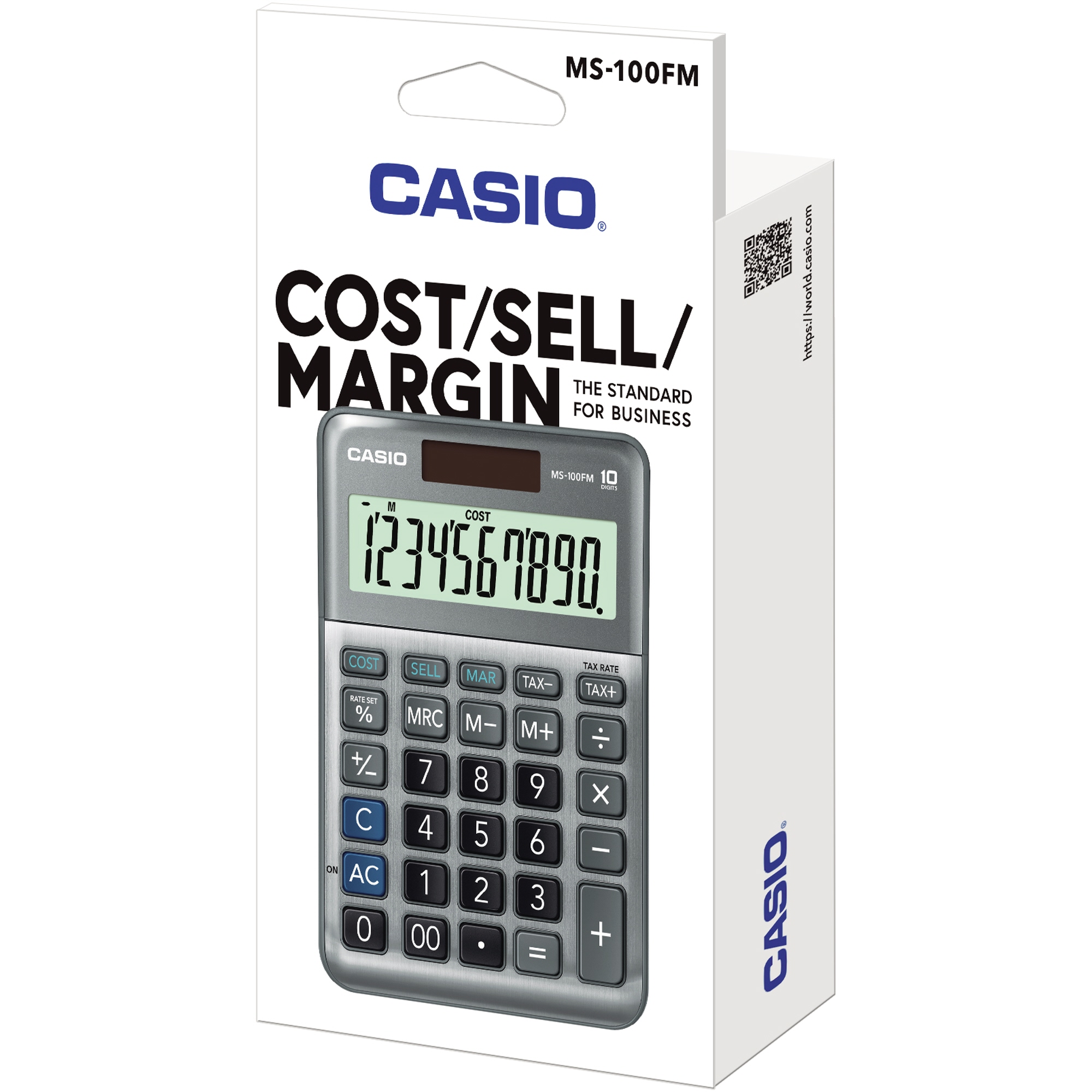 CASIO® Tischrechner MS-100FM 101 x 27,6 x 148,5 mm (B x H x T) Batterie, Solar-Energie silber