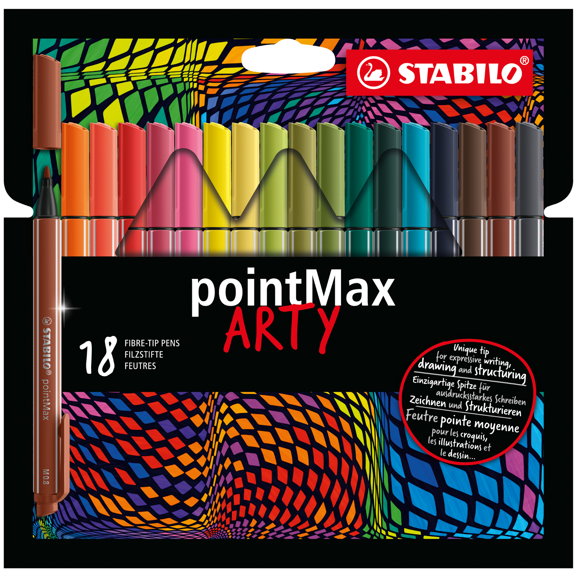 STABILO® Fasermaler pointMax ARTY 0,8mm farbig sportiert 24 St./Pack.