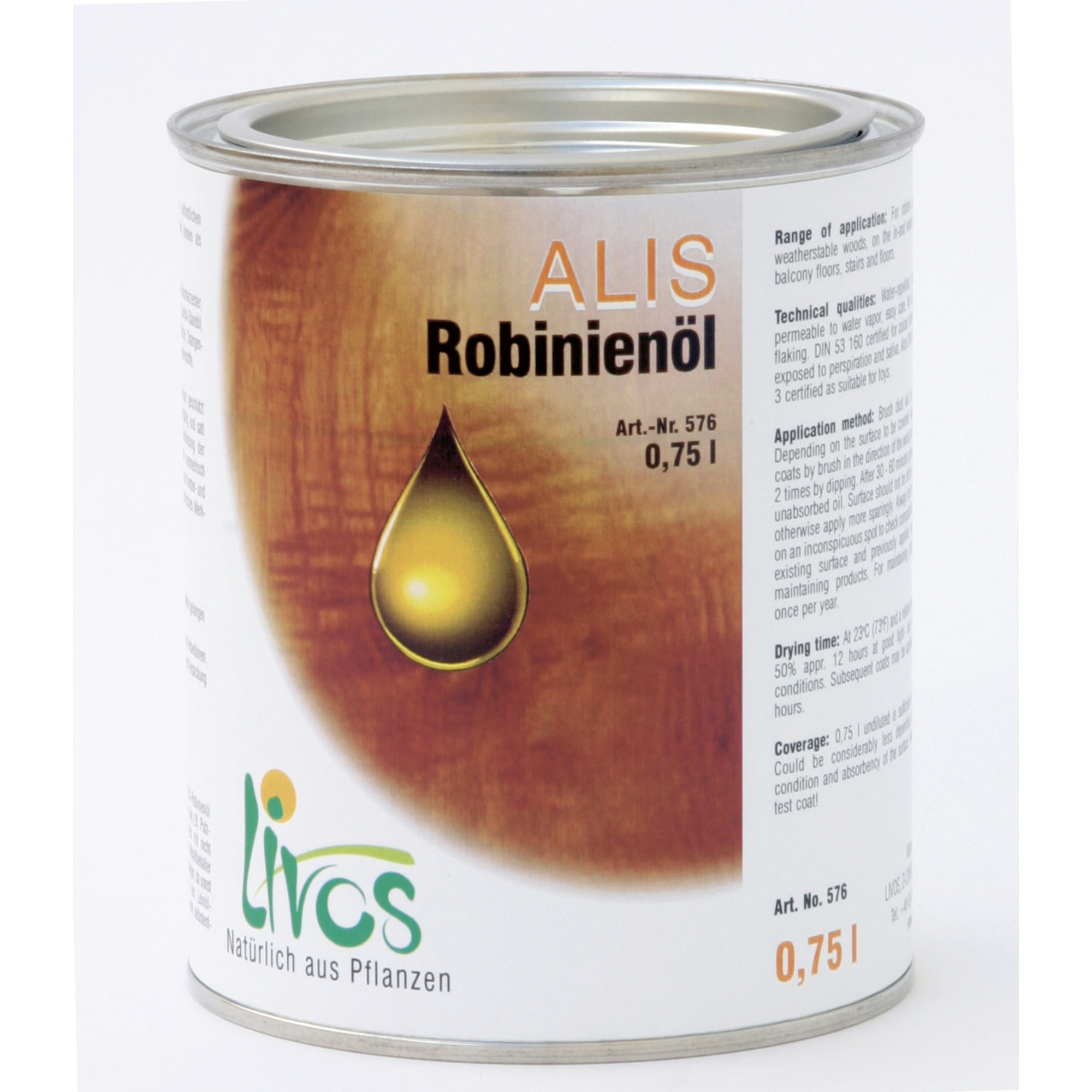 LIVOS Holzpflegeöl ALIS Robinie, witterungsbeständige Holzarten Dose 0,75l