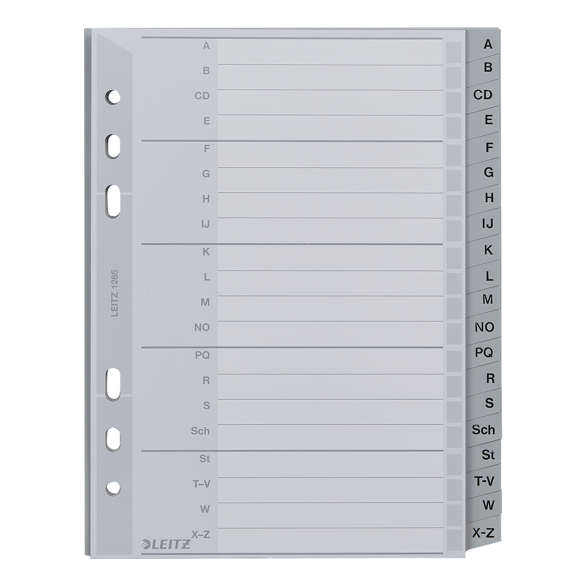 Leitz A-Z Register DIN A5 Polypropylen grau 20 Registerblätter