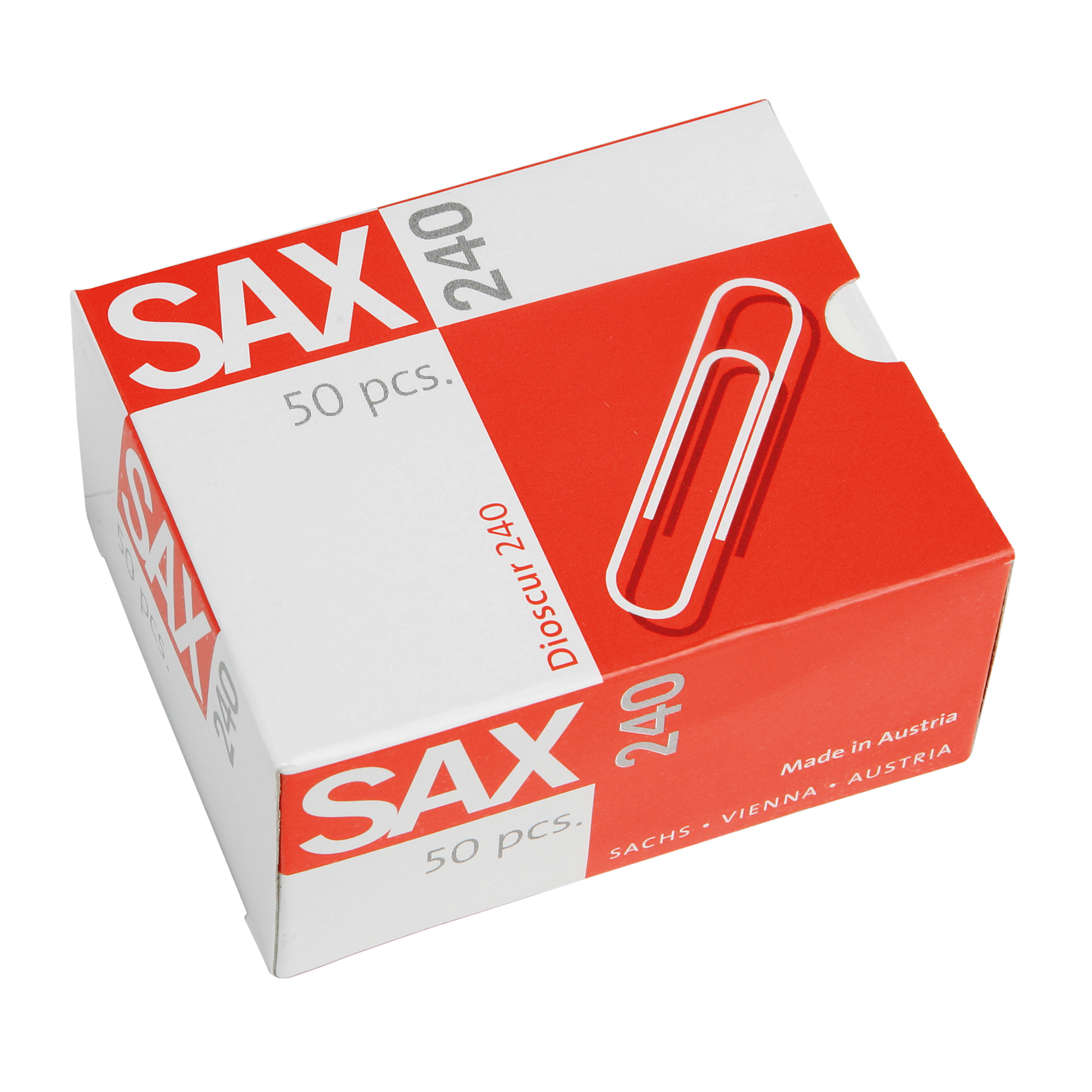 Sax Büroklammer glatt, runde Form 78mm Metall verzinkt 50 St./Pack.
