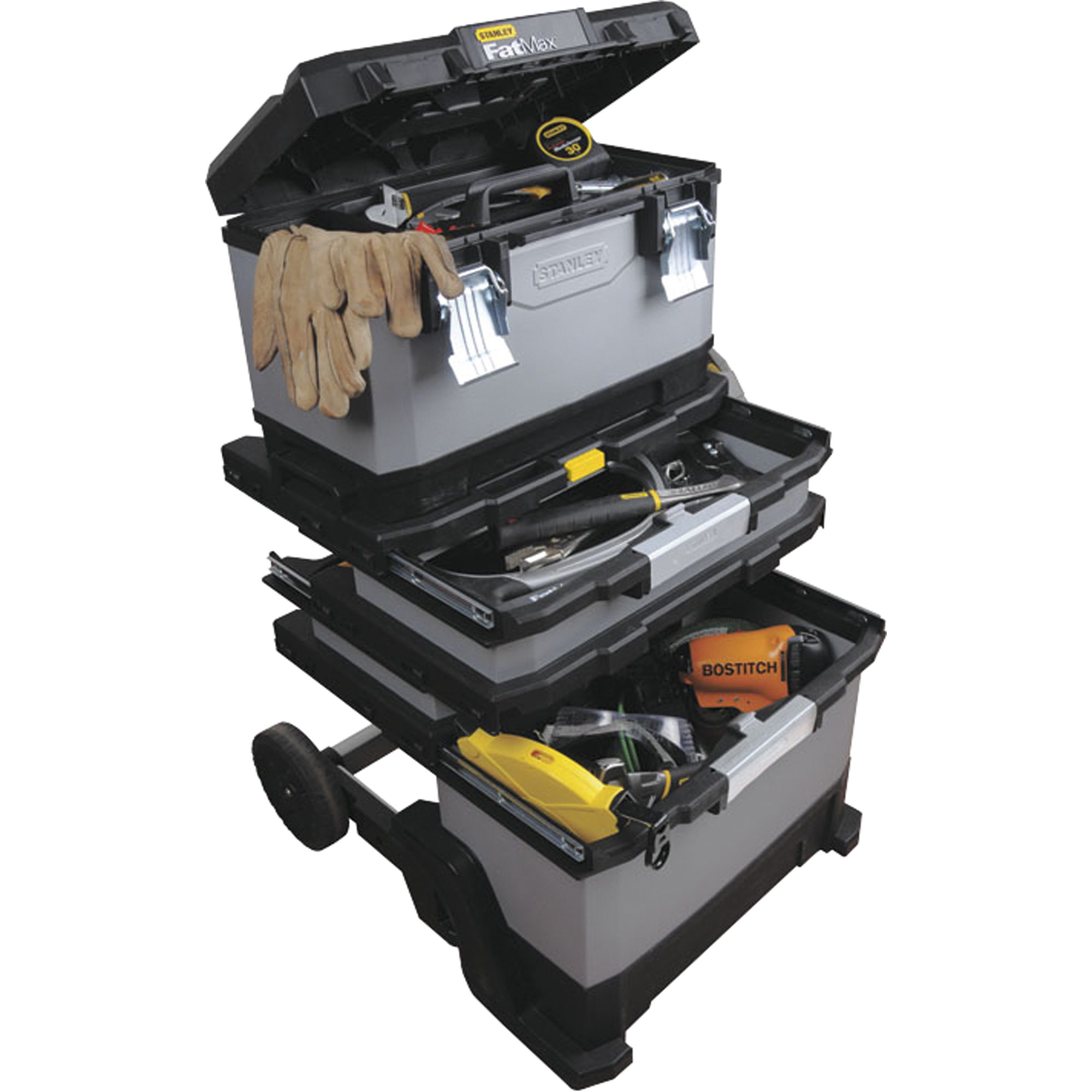 STANLEY Werkzeugtrolley FatMax™ 568 x 893 x 389 mm (B x H x T) nicht gefüllt Werkzeugkiste (abnehmbar), 2 Schubfächer, Staufach 50kg Metall/Kunststoff