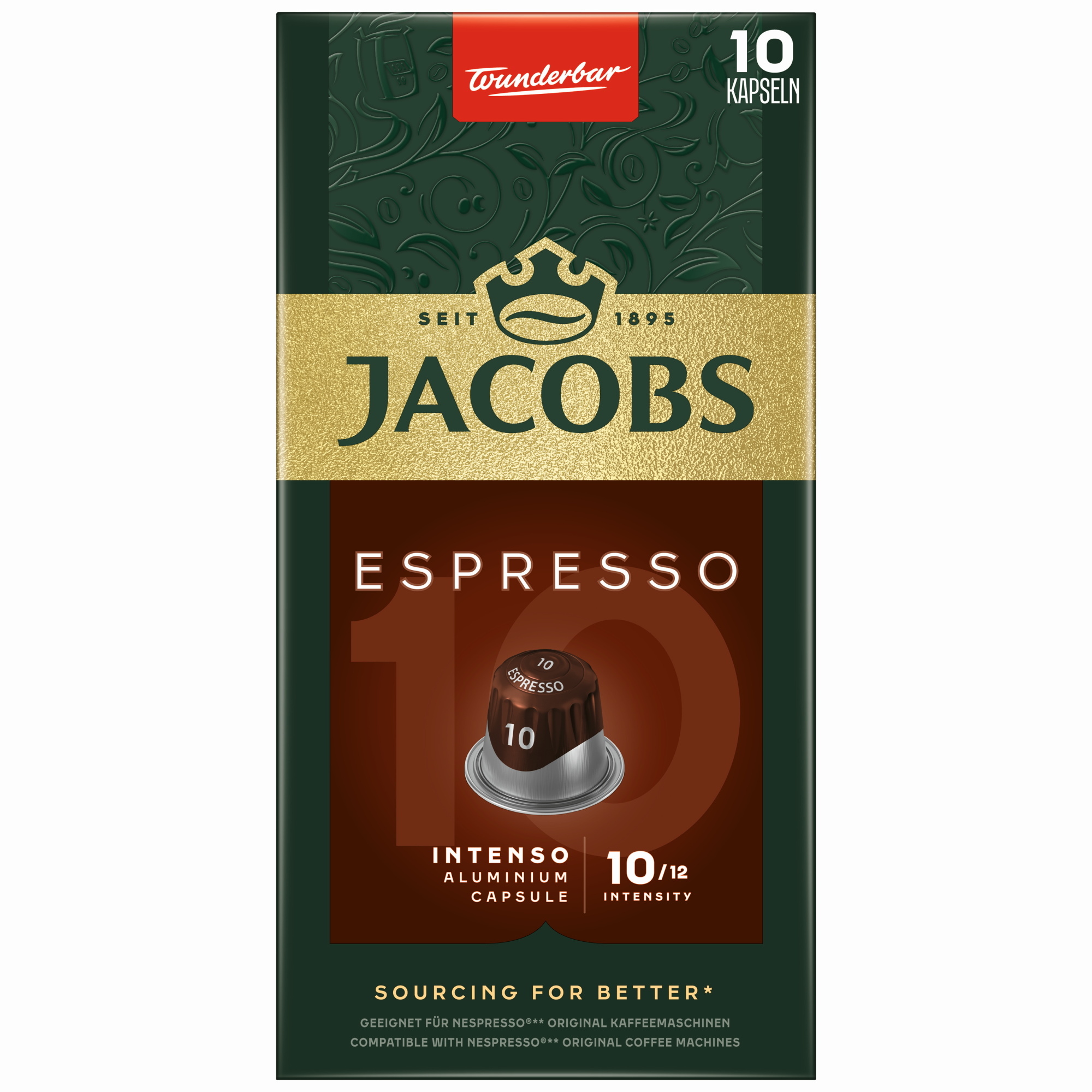 JACOBS Espressokapsel 10 Nespresso® Maschine Intenso Intensität: 10 10 x 5,2 g/Pack.