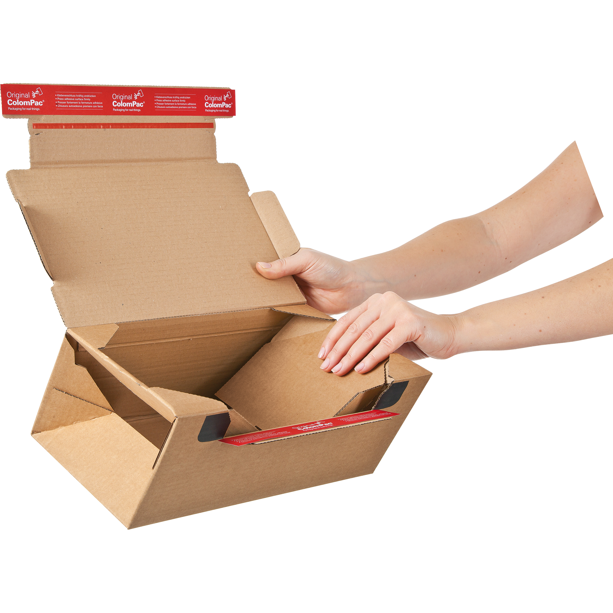 ColomPac® Versandkarton Return® Box M Innenmaße: 28,2 x 14 x 19,1 cm (B x H x T) Außenmaße: 30 x 15 x 20 cm (B x H x T) Kraftliner Wellpappe braun