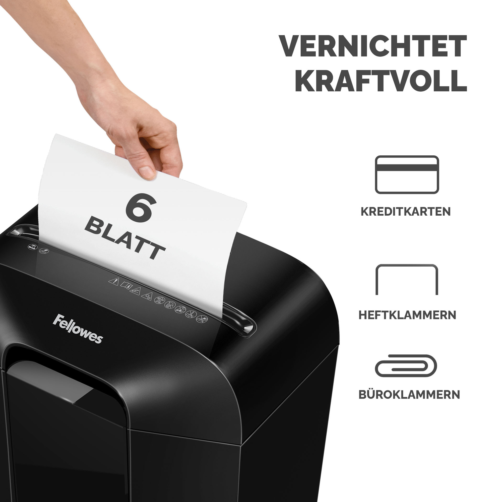 Fellowes® Aktenvernichter Powershred® LX25 P-4 Papier, Heftklammern, Büroklammern, Kreditkarten Partikelschnitt schwarz