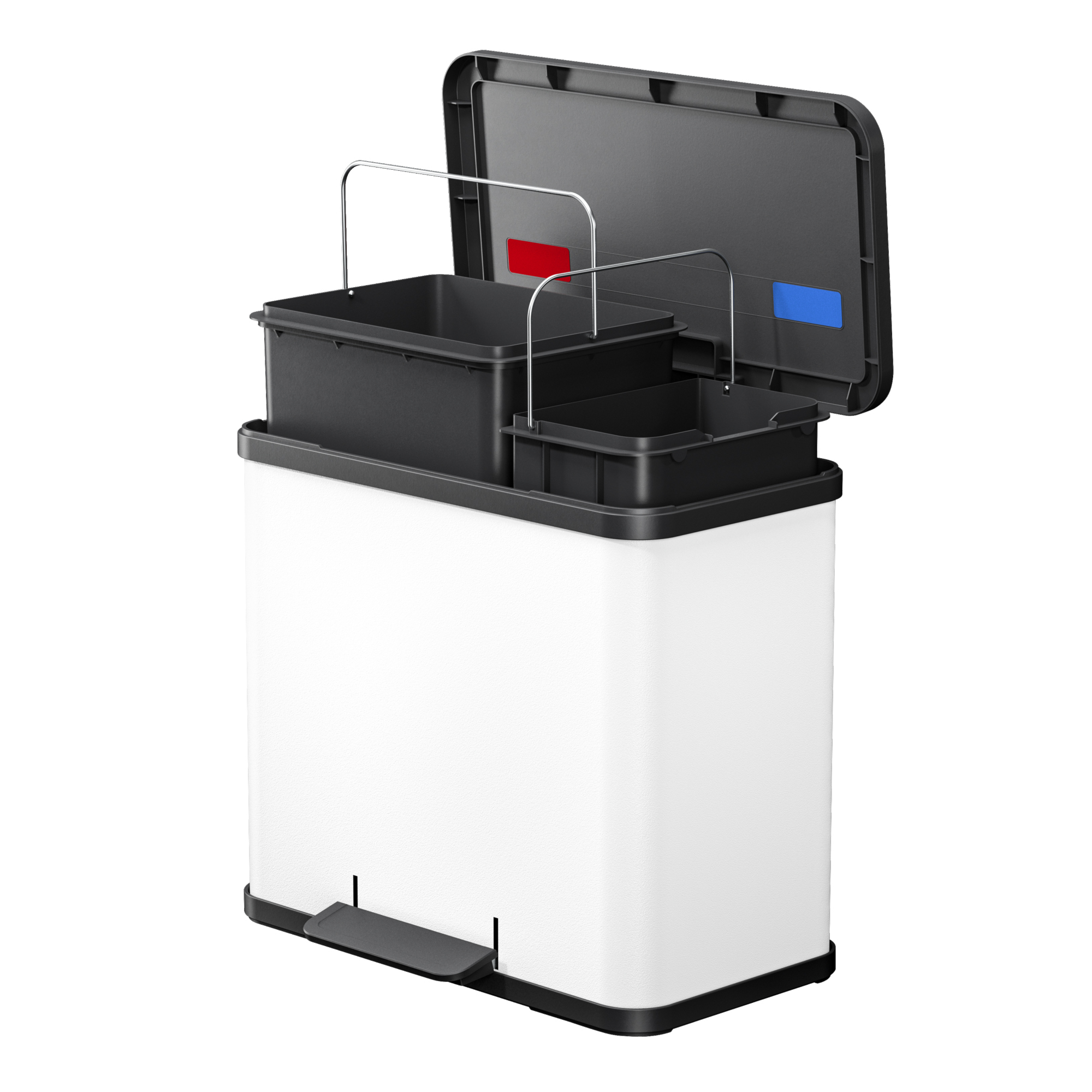 Hailo Tretabfalleimer Öko duo Plus L 47 x 43 x 34 cm (B x H x T) 1 x 17, 1 x 9l Stahlblech weiß