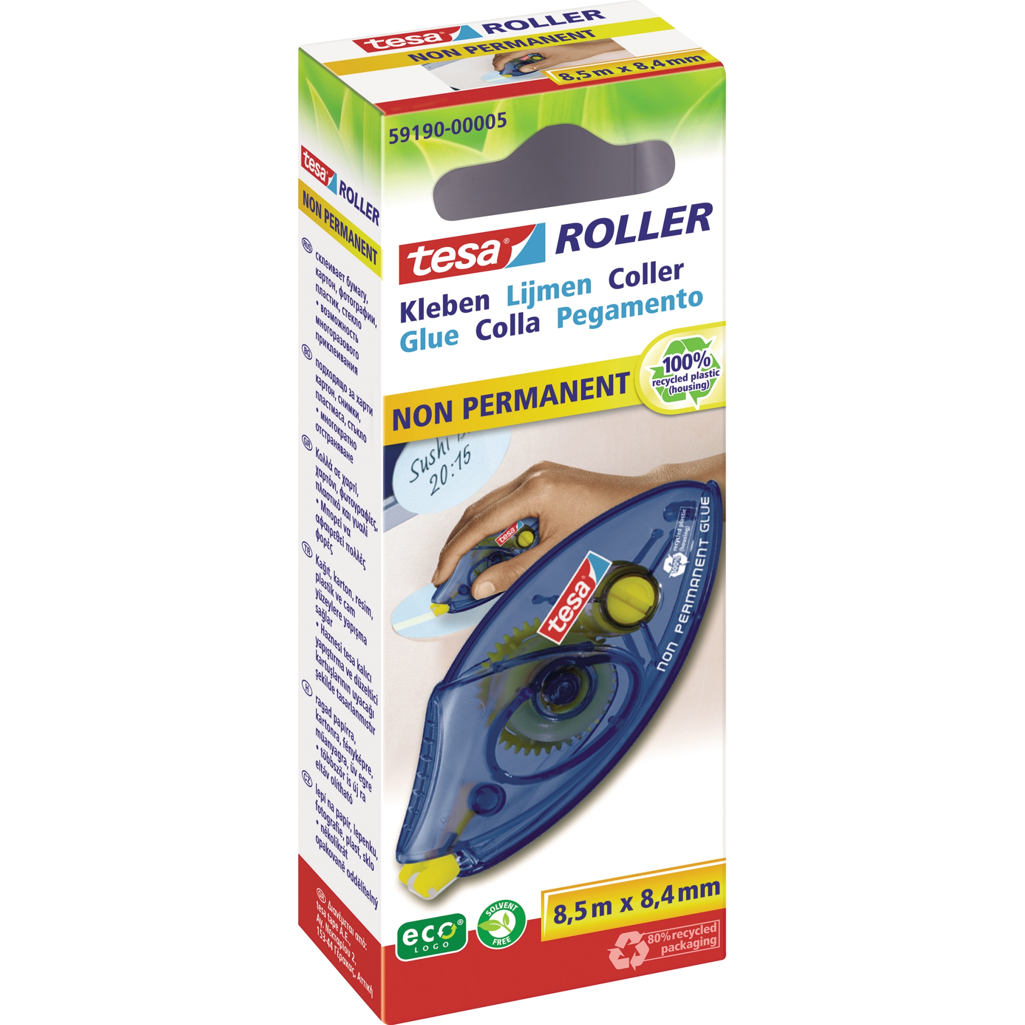 tesa® Kleberoller non permanent ecoLogo® 8,4 mm x 8,5 m (B x L) nicht nachfüllbar blau