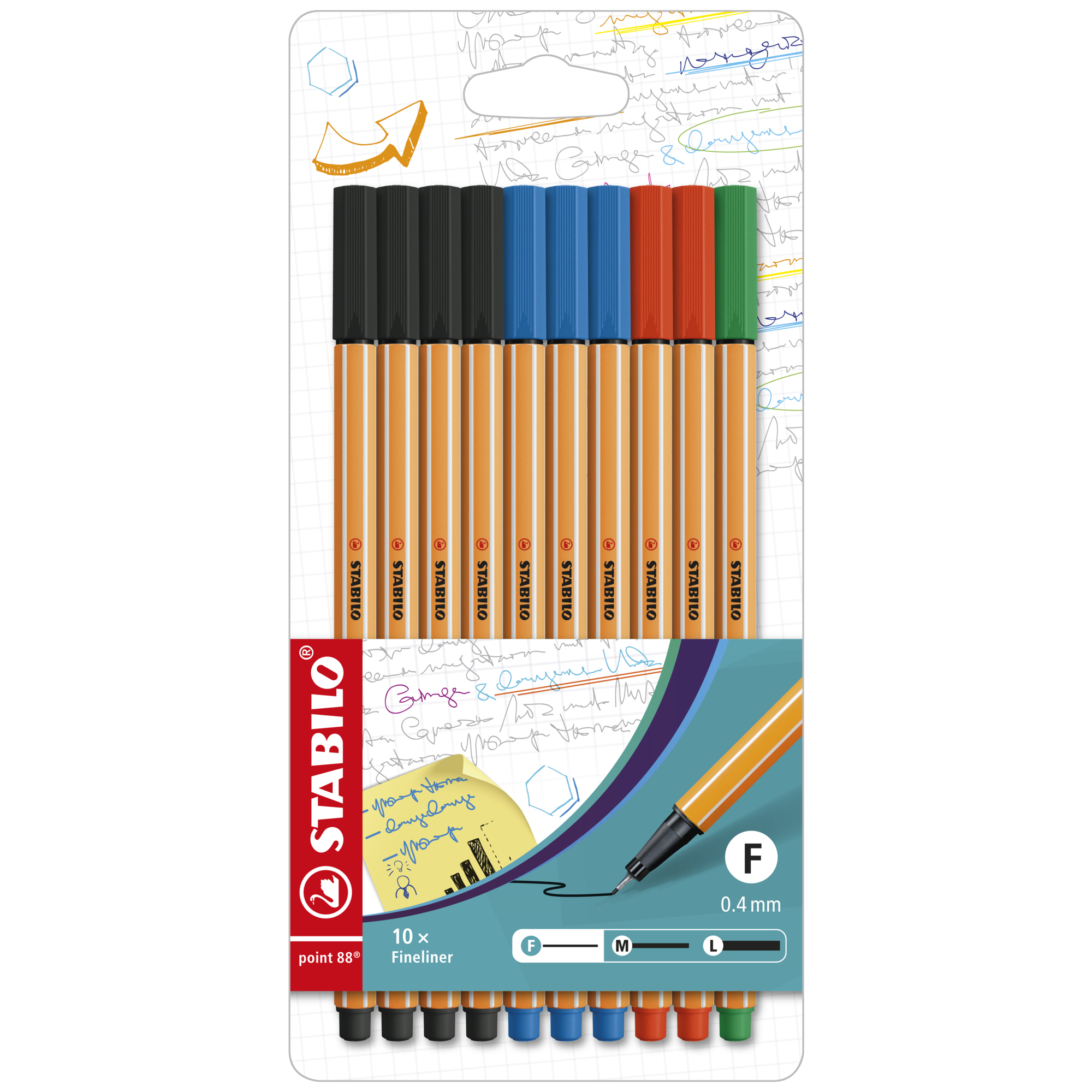 STABILO® Fineliner point 88® 0,4mm farbig sortiert 10 St./Pack.