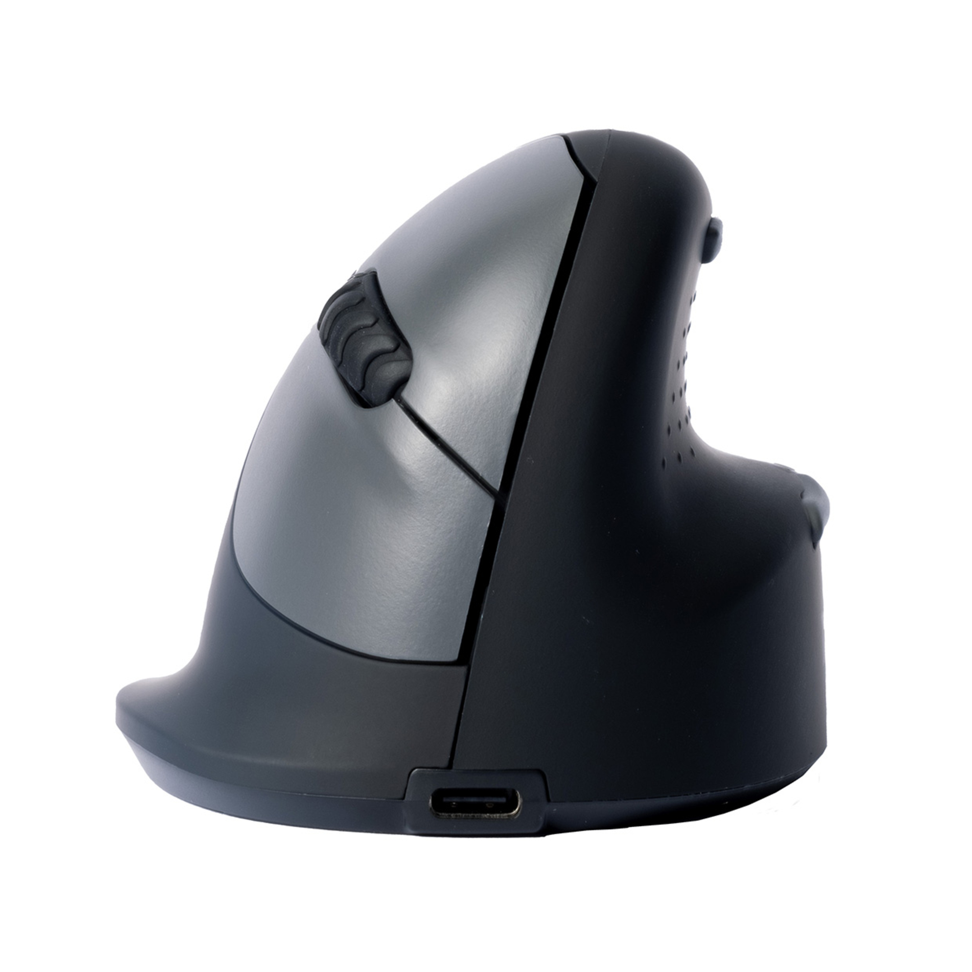 R-Go Tools Optische PC Maus HE Break Rechtshänder ergonomisch USB-C 10m Akku inkl. Ladekabel (102 cm), USB-C/USB-A Adapter schwarz