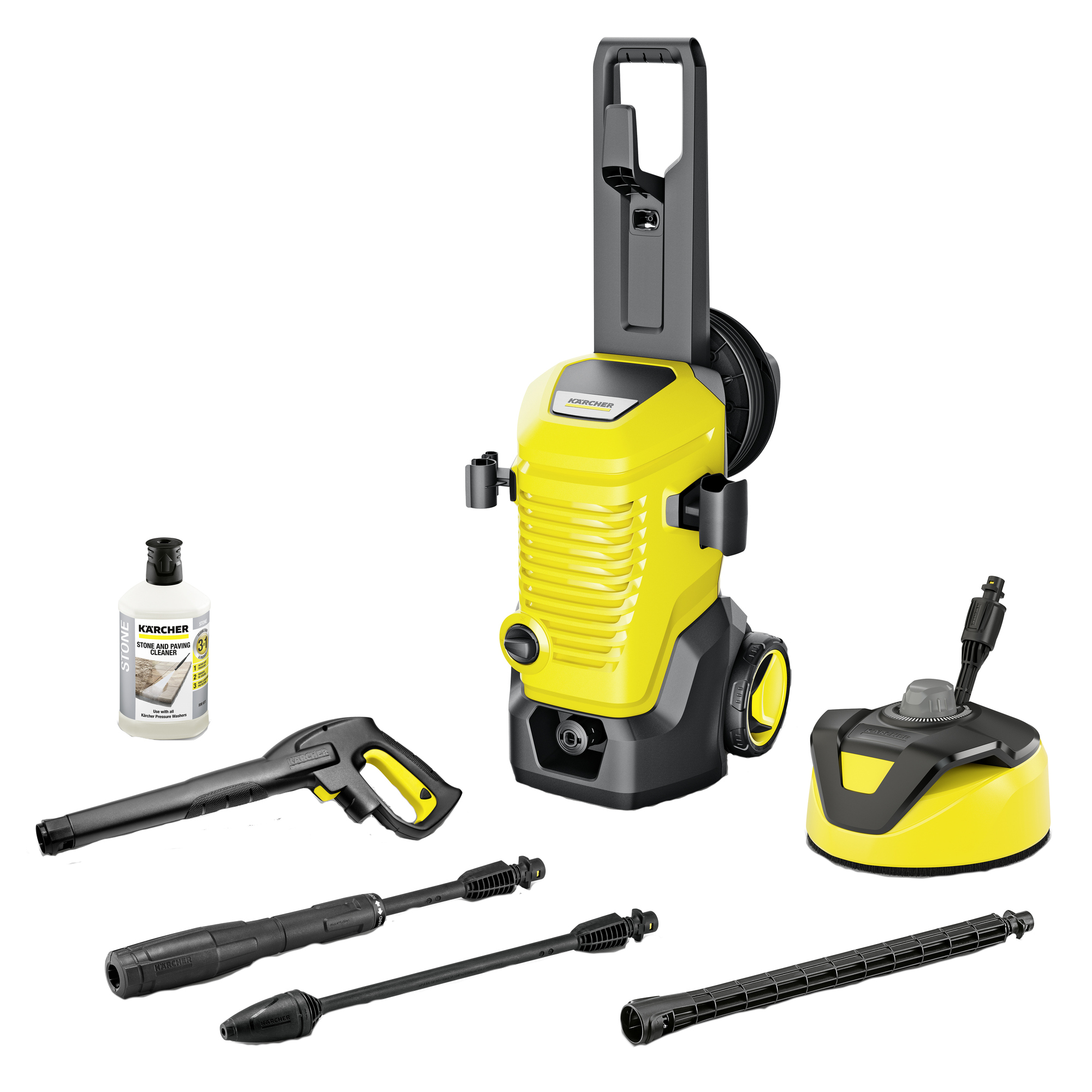 Kärcher Hochdruckreiniger K 5 WCM Premium Home 38,9 x 90,1 x 36,9 cm (B x H x T) 145bar inkl. Flächenreiniger T 5, Stein- und Fassadenreiniger 3in1 (1 Liter), Vario Power Jet, Dreckfräser, HD-Schlauch (8 m), Adapter Gartenschlauchanschluss A3/4" 13kg