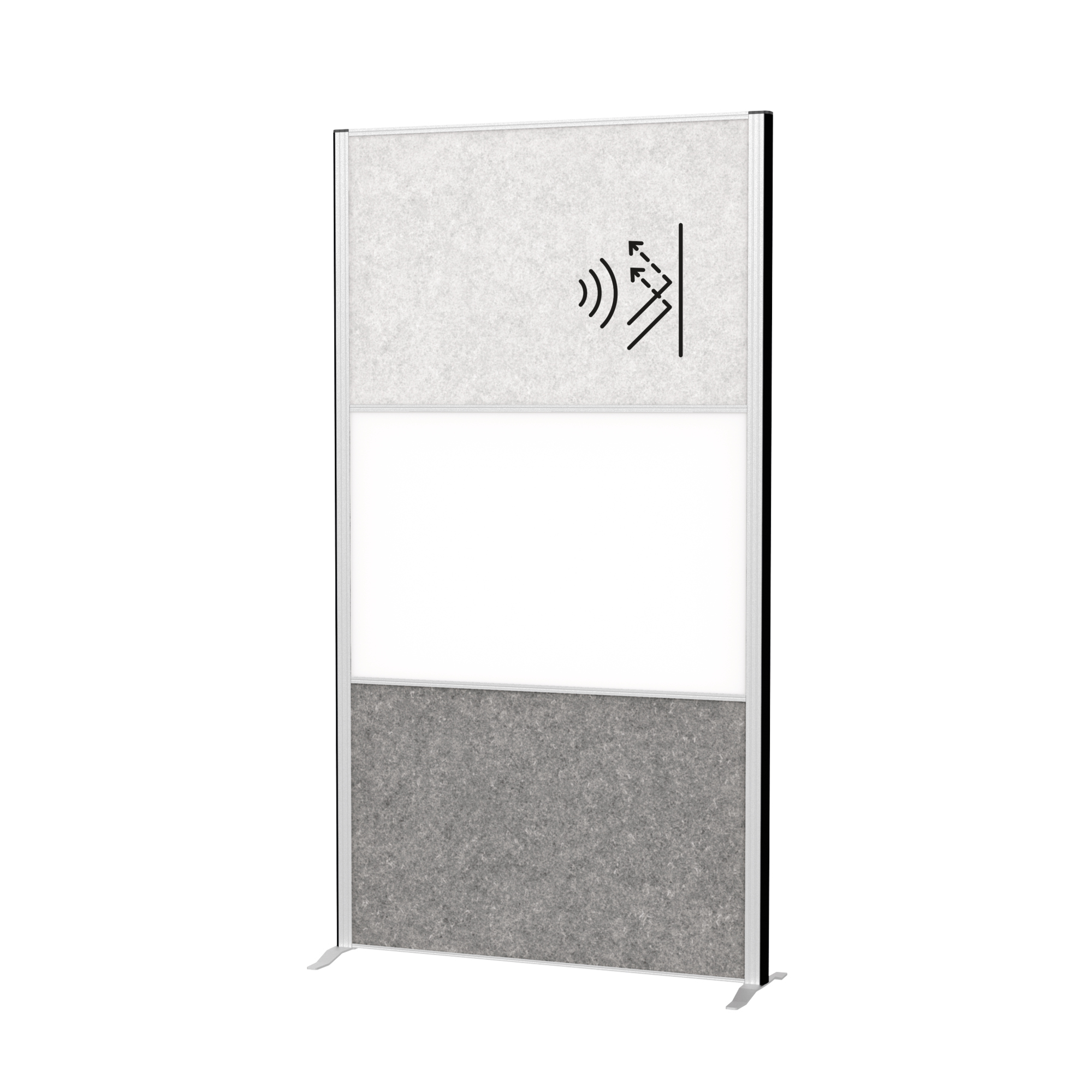 MAUL Stellwand MAULconnecto 100 x 182 cm (B x H) Zweibeinstativ Stahl, 100 % PES-Fasern, 20 % recycelt hellgrau, weiß, dunkelgrau