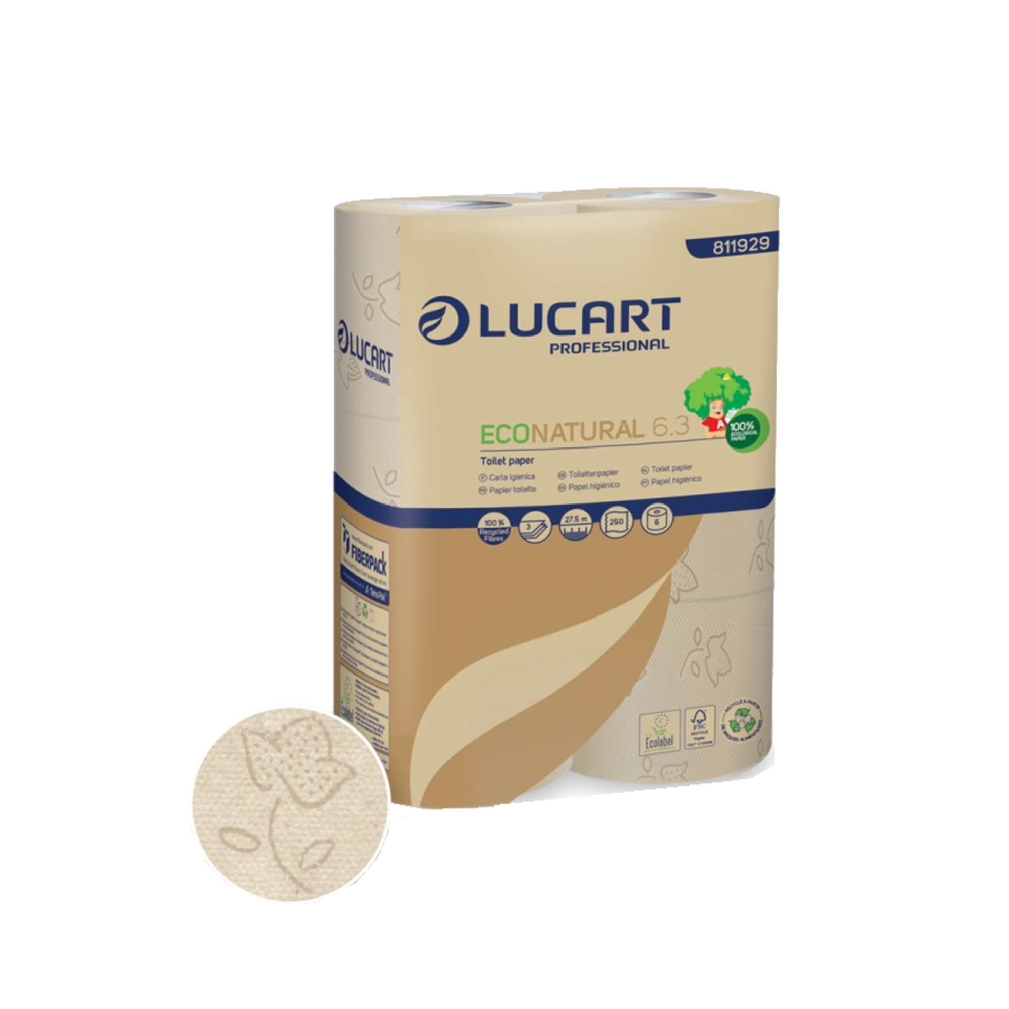 Eco Natural Toilettenpapier 3-lagig natur 250 Bl./Rl. 30 Rl./Pack.