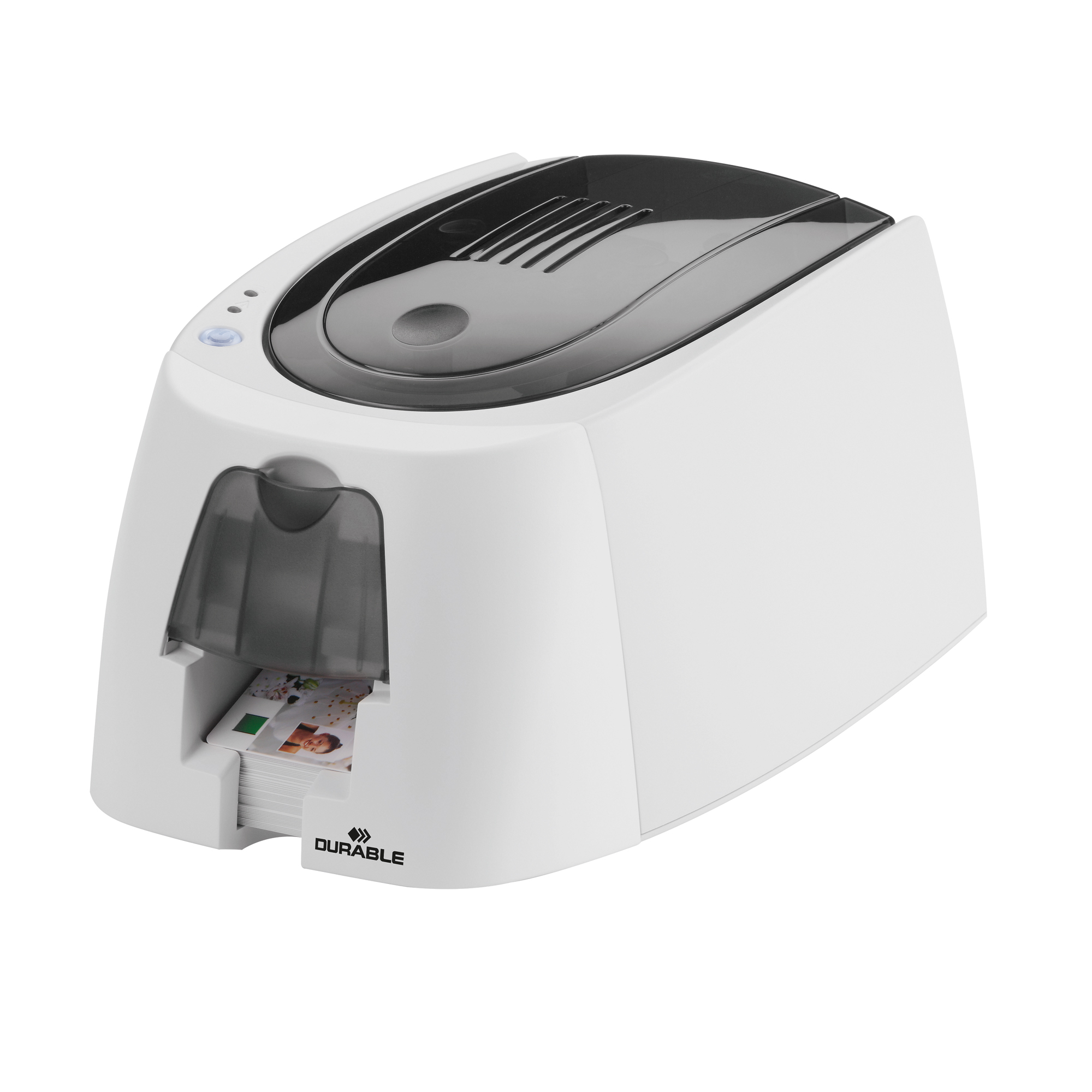 DURABLE Kartendrucker DURACARD® ID 300 53,98 x 85,6 mm (B x H) USB 2.0 Netzbetrieb inkl. YMCKO-Farbband, Blanko-Karten für 100 Ausdrucke, Schnellstartanleitung, Netzteil