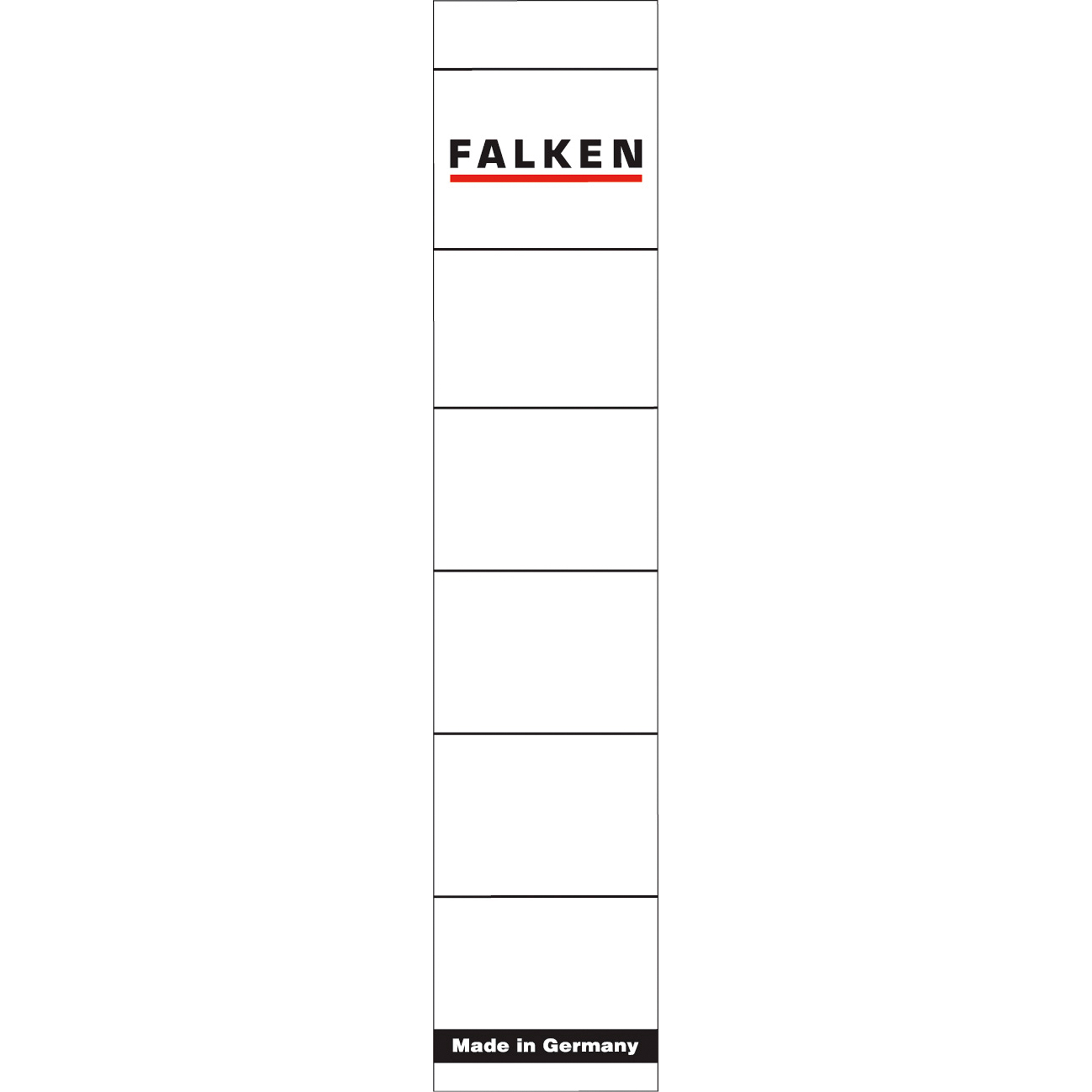 Falken Ordnerrückenetikett schmal/kurz 36 x 190 mm (B x H) selbstklebend ohne Griffloch weiß 10 Etik./Pack.