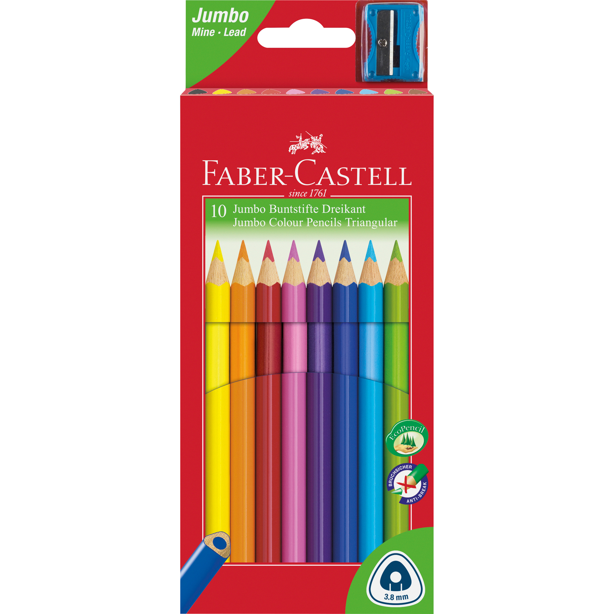 Faber-Castell Buntstift Triangular Jumbo farbig sortiert 10 St./Pack.