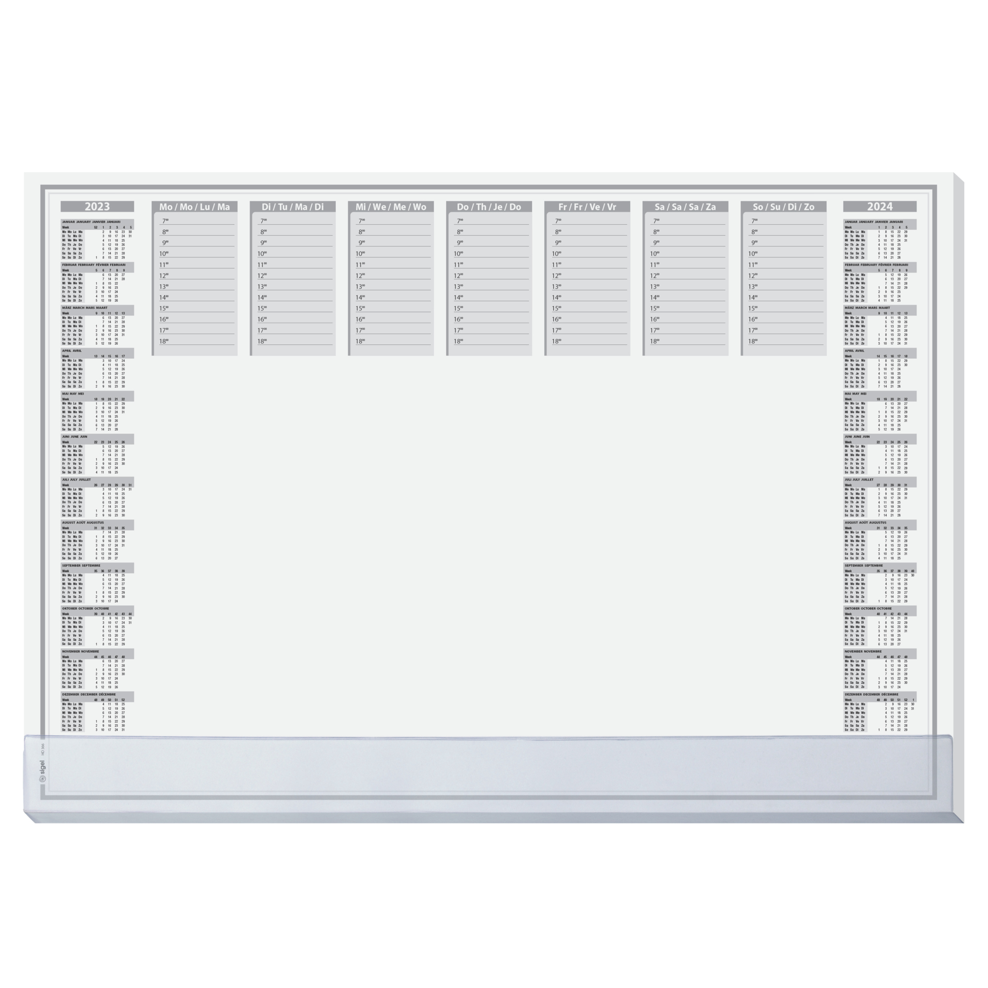 SIGEL Schreibunterlage Protect 59,5 x 41 cm (B x H) mit Kalender 2 Jahre Papier grau 40 Bl.