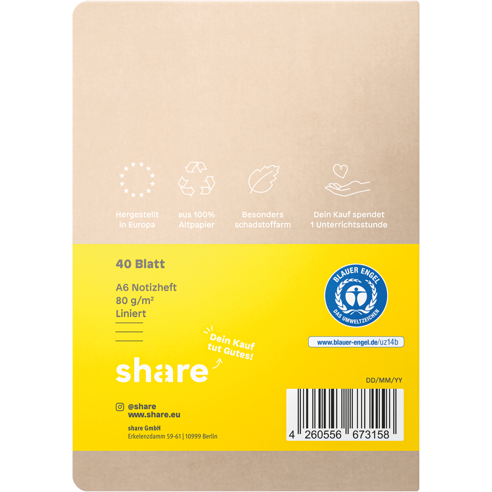 share Notizheft DIN A6 liniert 40 Bl.