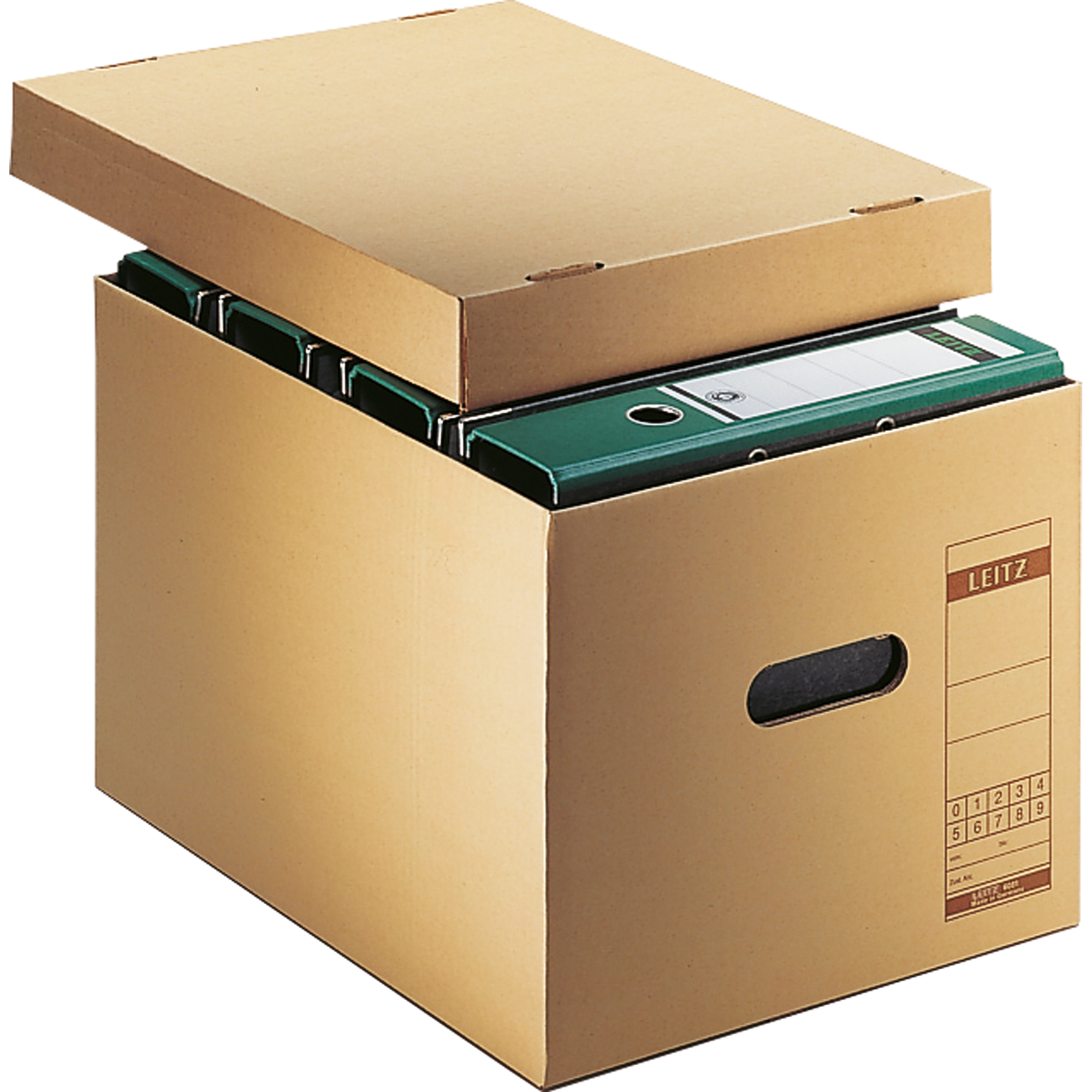 Leitz Archivbox Premium 33,5 x 28 x 44 cm (B x H x T) DIN A4 mit Archivdruck Wellpappe recycelt/Natronpapier, kaschiert naturbraun