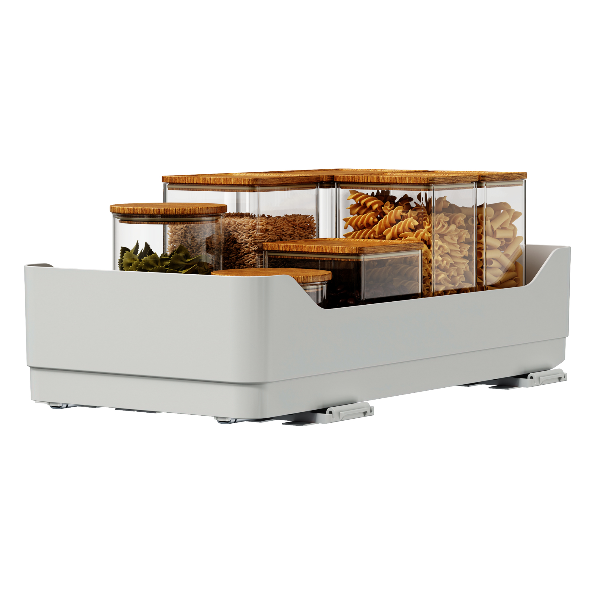 tesa® Schrankauszug KITCHEN Bottom Pull-Out 49 x 12 x 29 cm (B x H x T) Metall/Plastik weiß