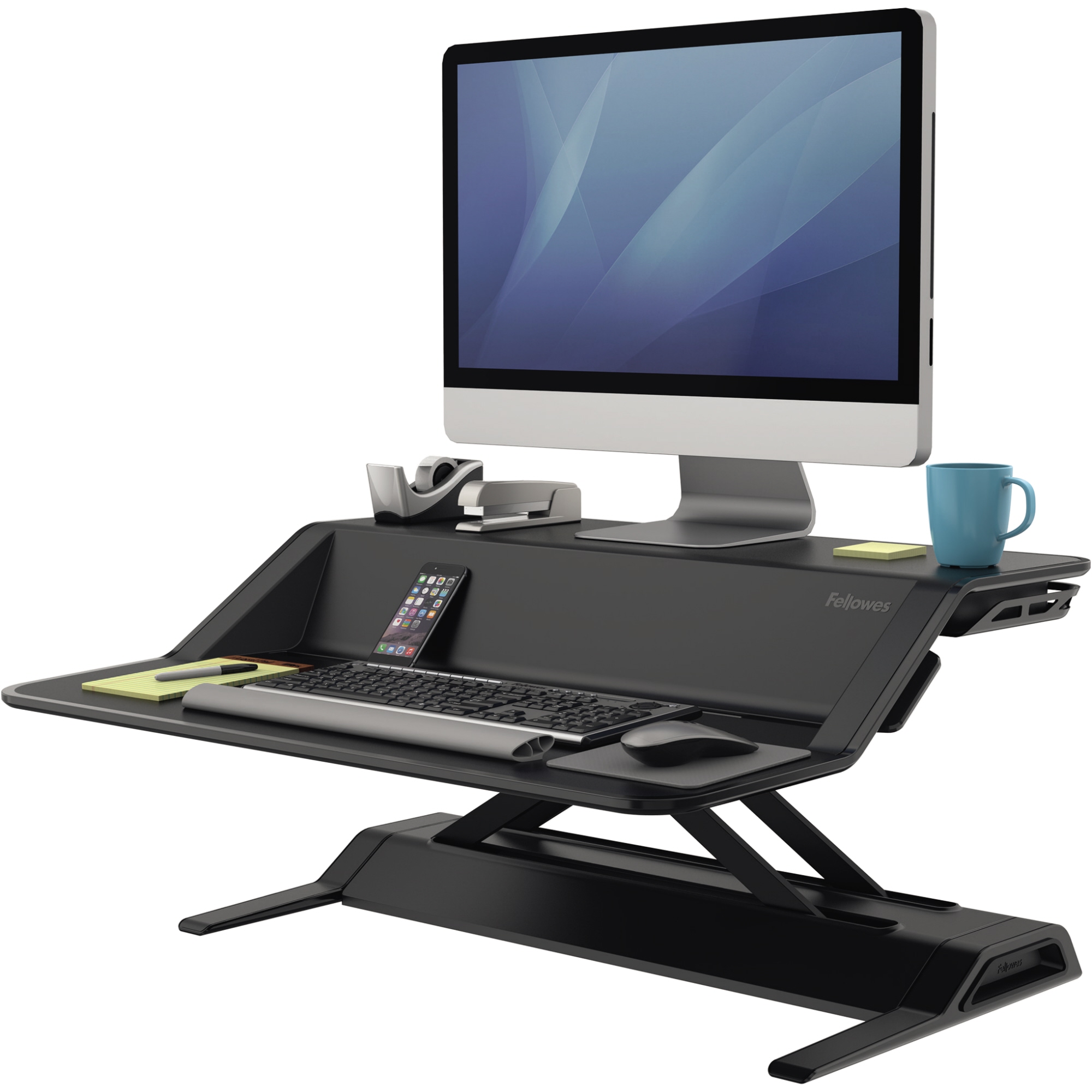Fellowes® Sitz-Steh-Arbeitsplatz Lotus™ 15,8kg Stahl/ABS Kunststoff schwarz