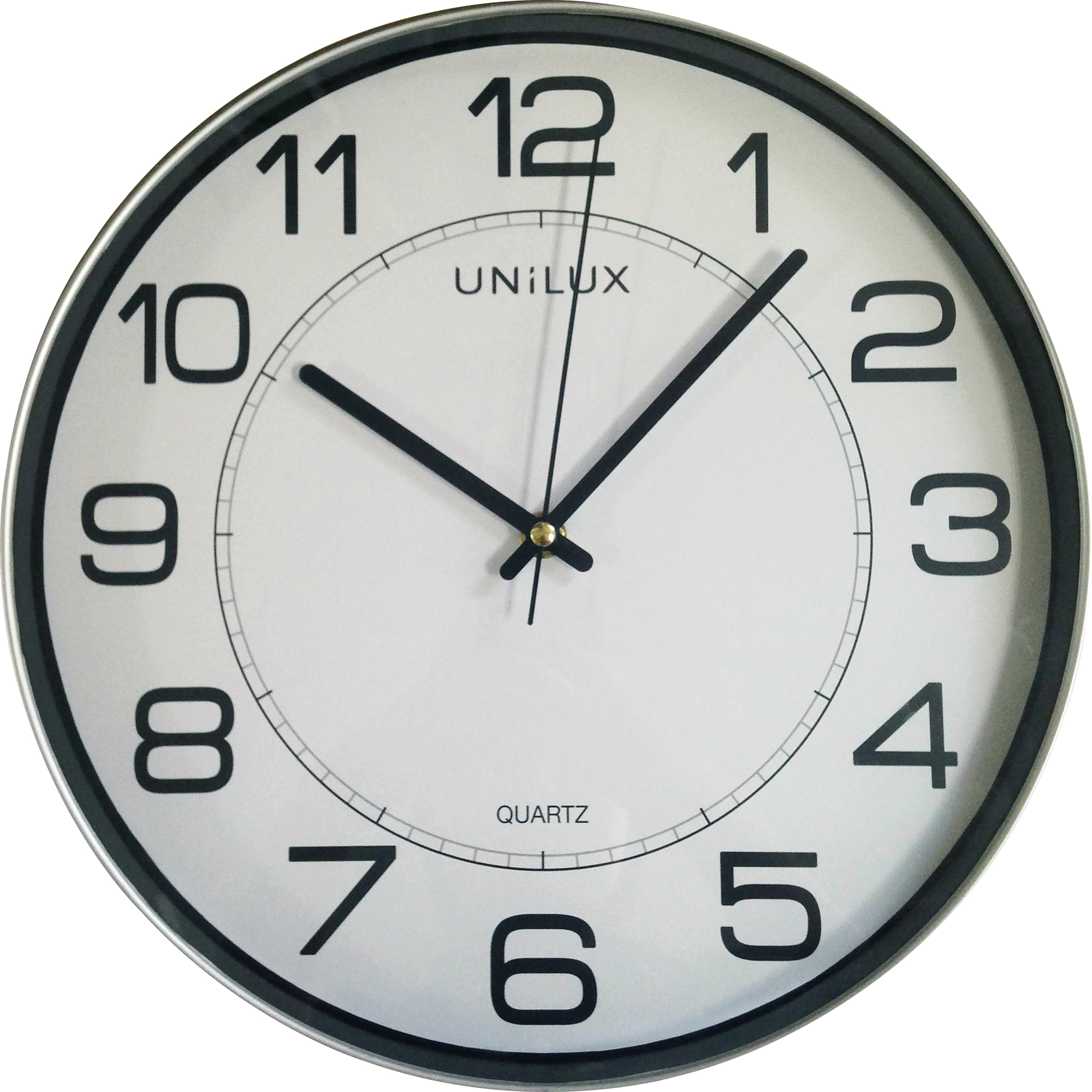 UNILUX Wanduhr Magnet 30,5cm Kunststoff metallgrau/schwarz