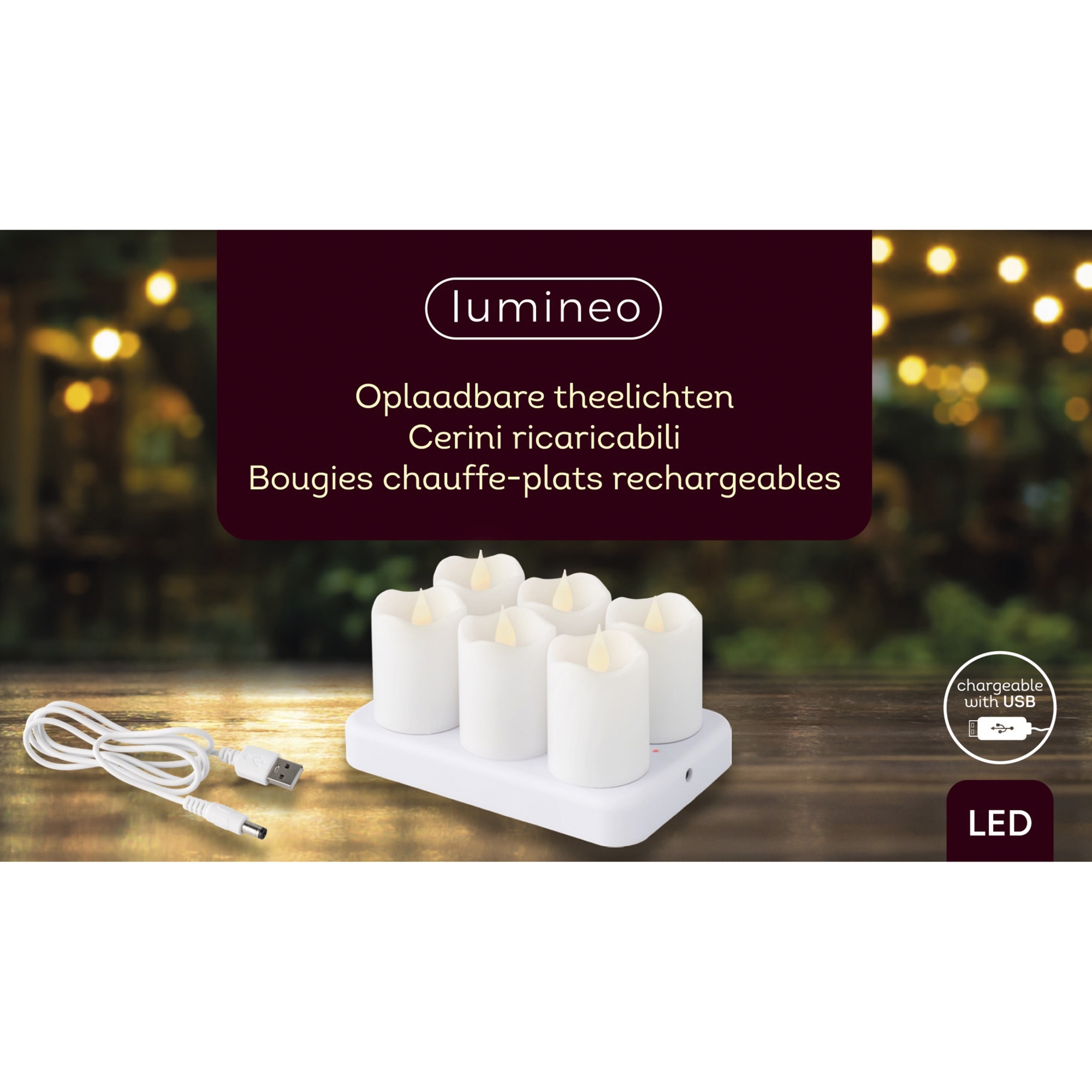 LUMINEO LED Teelicht 4 x 6 cm (Ø x H) 30h Plastik weiß 6 St./Pack.