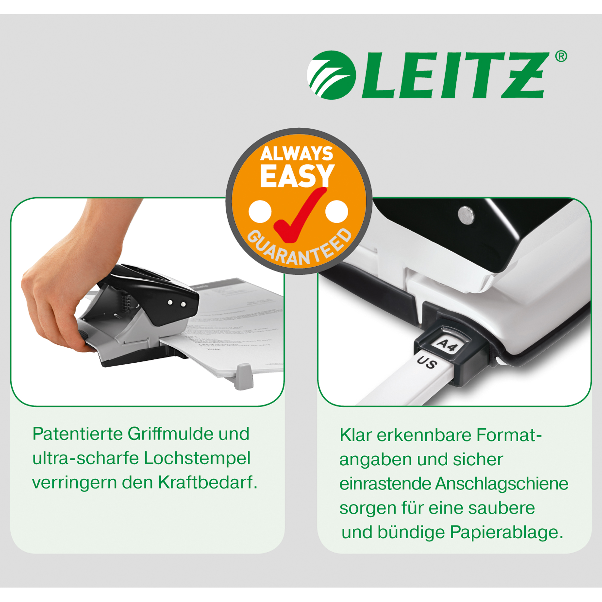 Leitz Locher NeXXt WOW 5008 8cm 30 Bl. (80 g/m²) mit Anschlagschiene blau