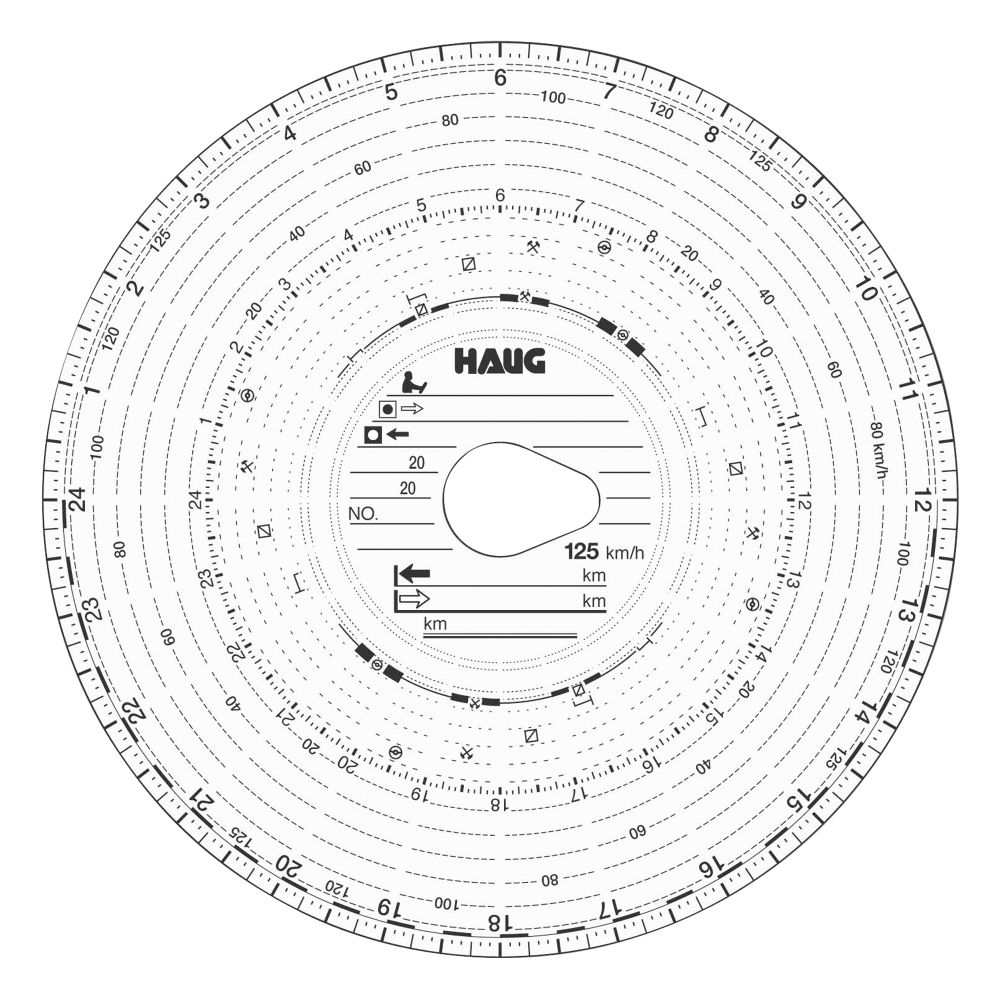 HAUG Diagrammscheibe 123mm 100 Bl. 100 St./Pack.