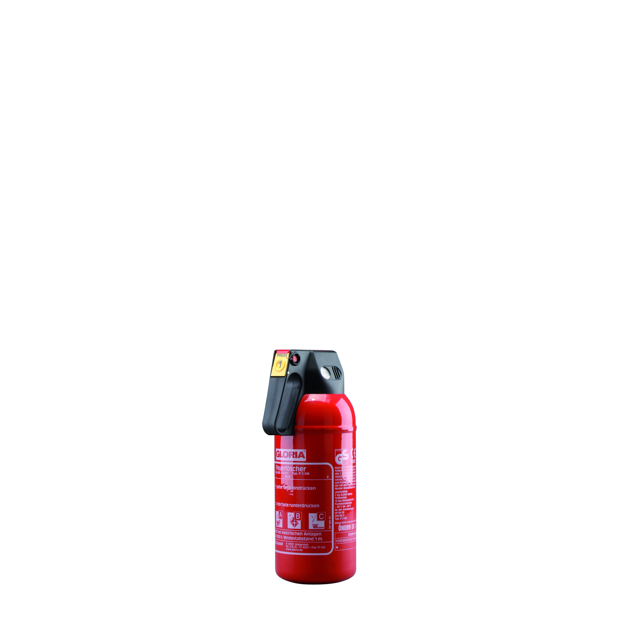GLORIA Handfeuerlöscher P2GM 13A, 89B, C 2kg 11,1 x 32,2 x 14,5 cm (B x H x T)