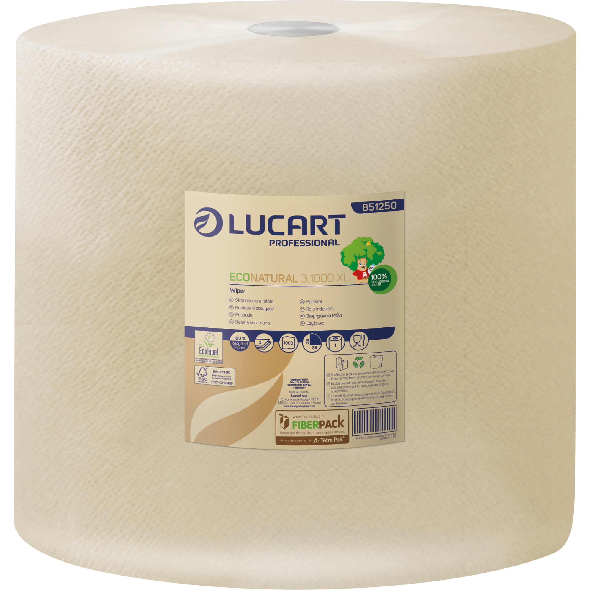 Eco Natural Putzrollen XL 36 cm x 360 m (B x L) 3-lagig Zellstoff braun