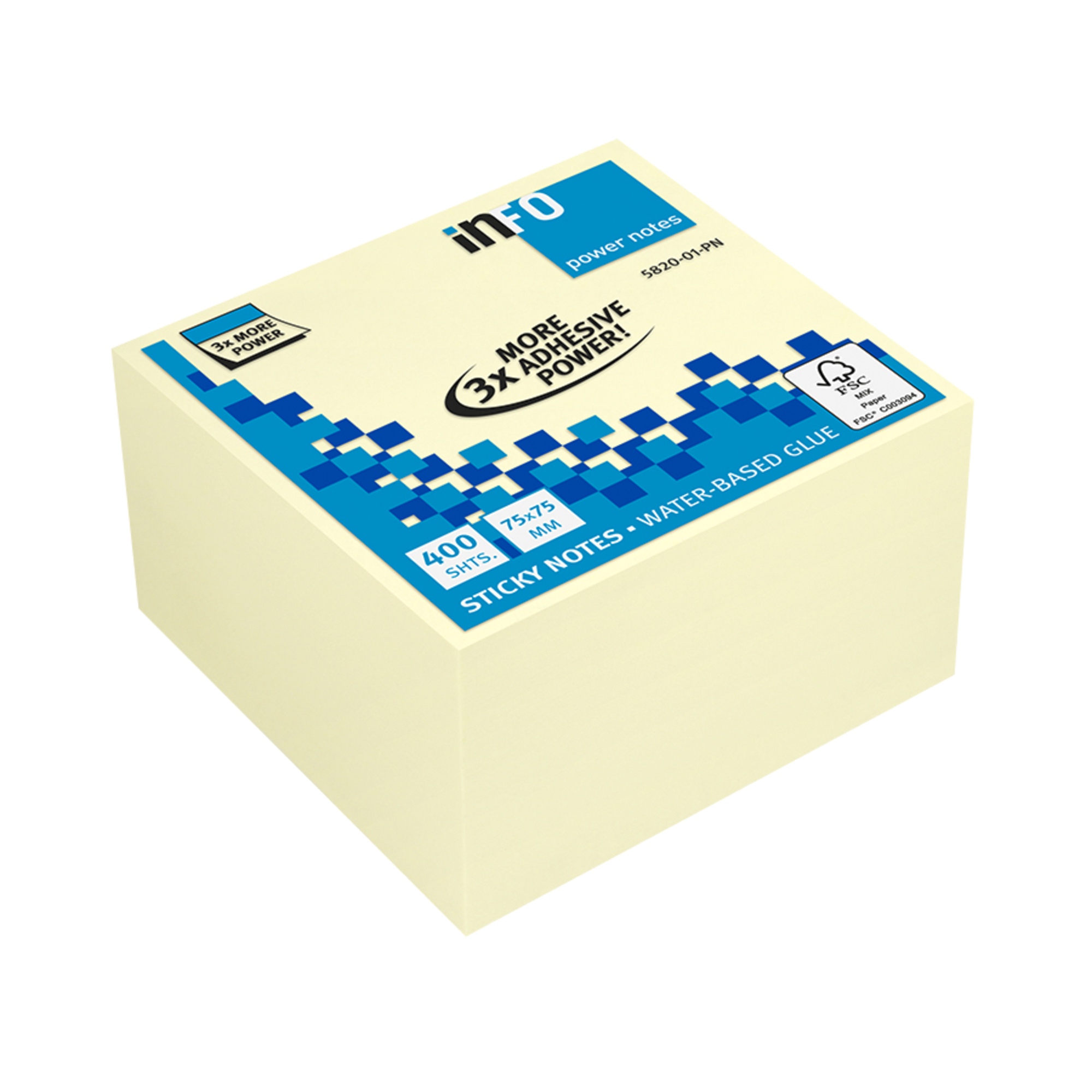 Info Haftnotizwürfel Power Notes 75 x 75 mm (B x H) pastellgelb 400 Bl.