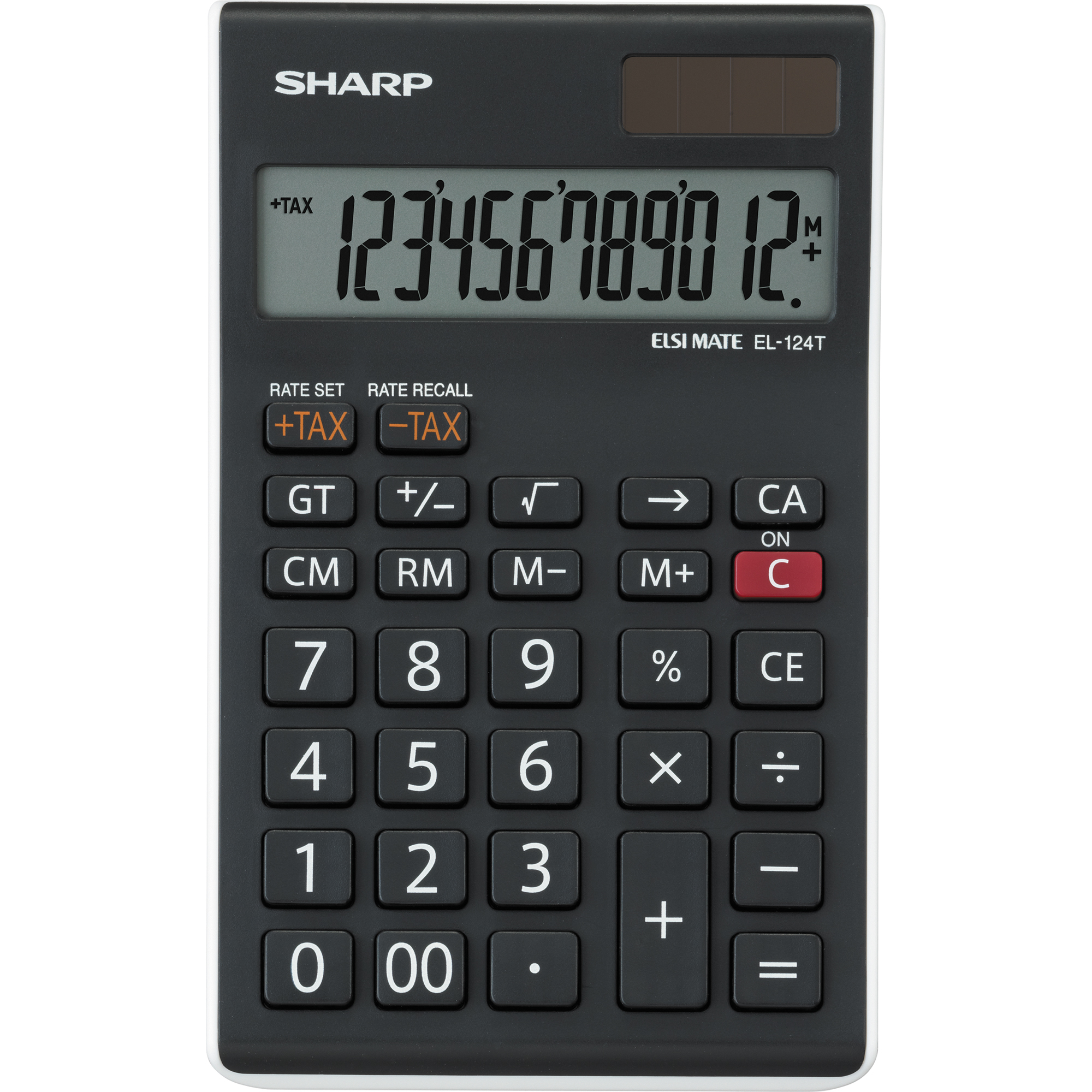 Sharp Tischrechner EL-124TWH 96 x 12 x 152 mm (B x H x T) Batterie, Solar-Energie schwarz