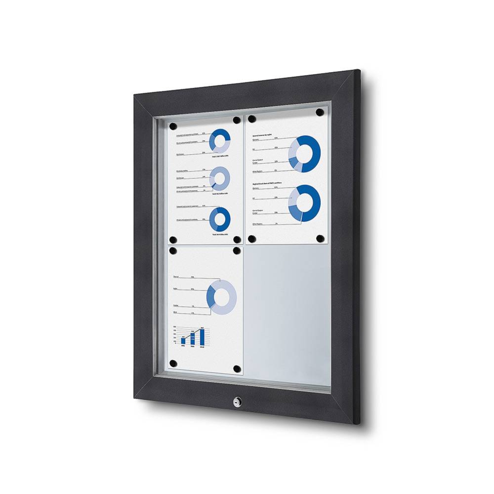 Showdown® Displays Schaukasten Outdoor Außenbereich 58,3 x 76 x 4,7 cm (B x H x T) 4 x DIN A4 mit Schloss Aluminium anthrazit