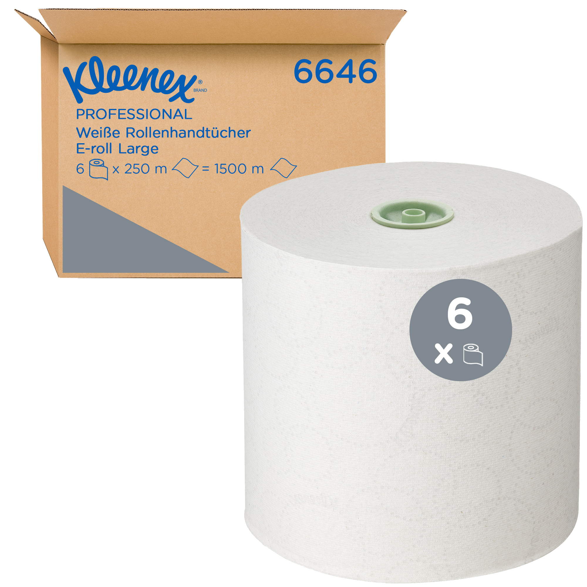 Kleenex® Handtuchrolle 19,1 cm x 250 m (B x L) Airflex™, 100 % recycelbar weiß 6 Rl./Pack.